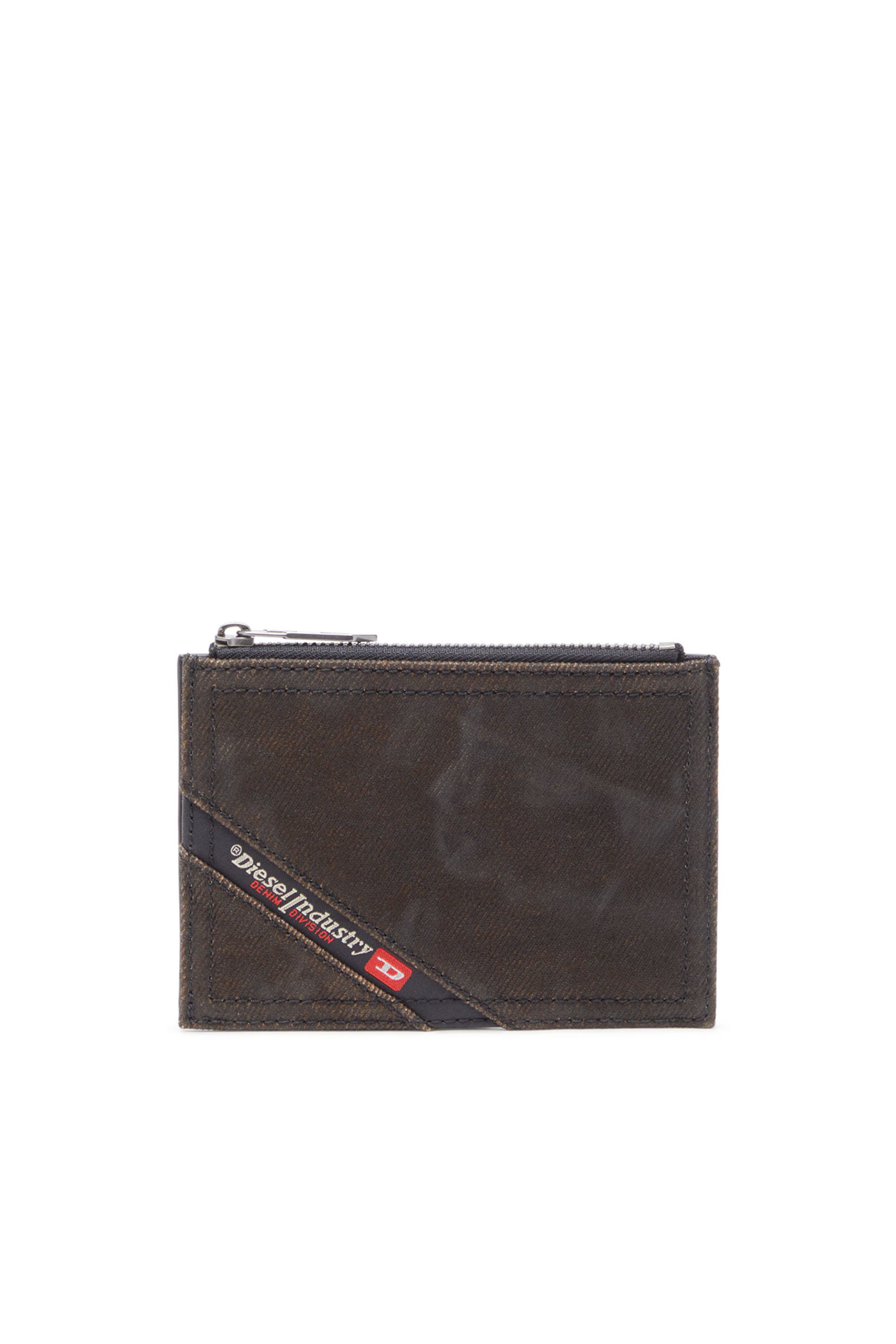 Diesel - MULTI-PKTS CARD HOLDER I, Herren Kartenetui aus beschichtetem beflocktem Denim in Schwarz - 1