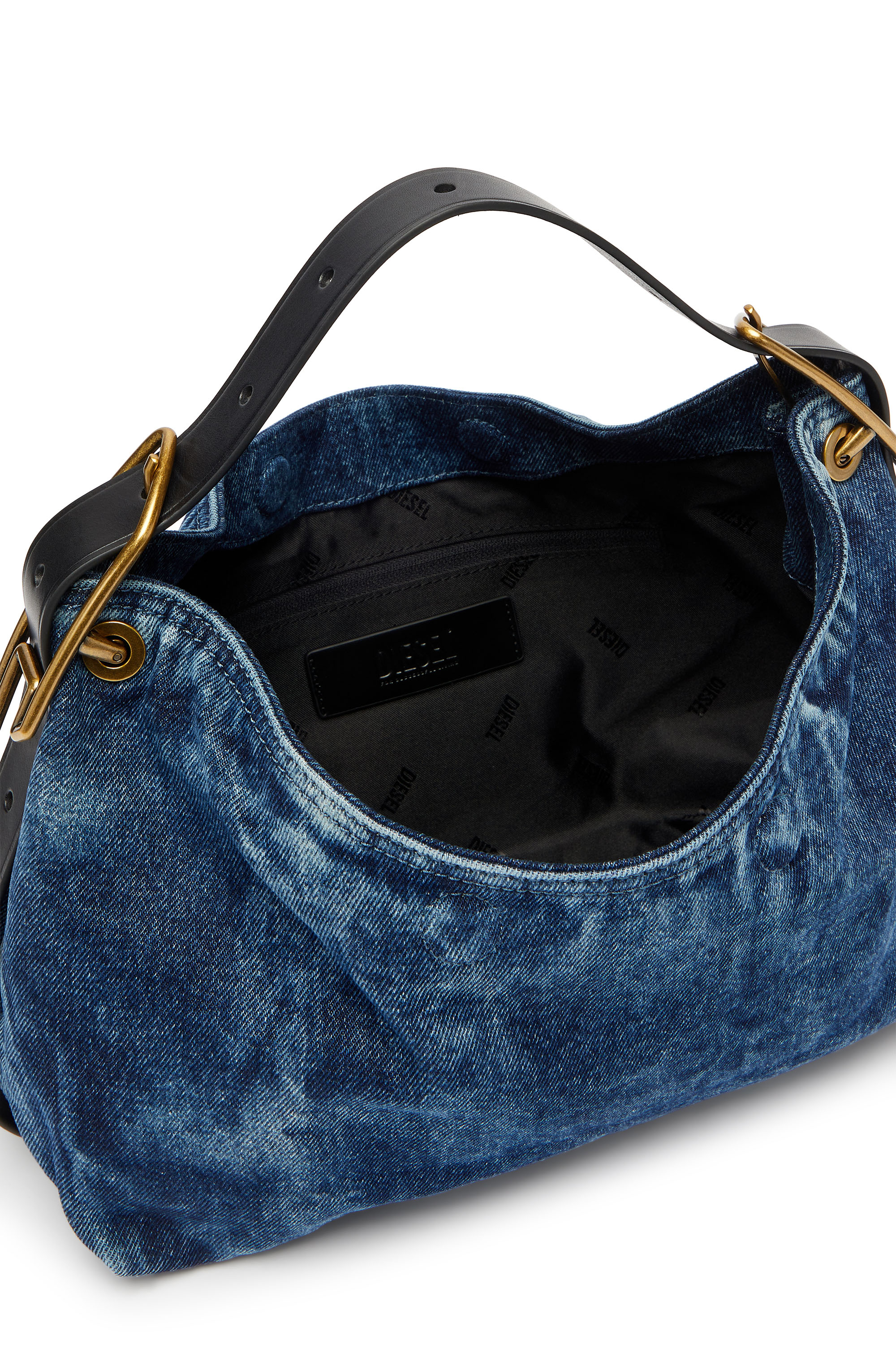 Diesel - D-LINE SHOULDER, Damen D-Line-Denim Schultertasche in Mittelblau - 4