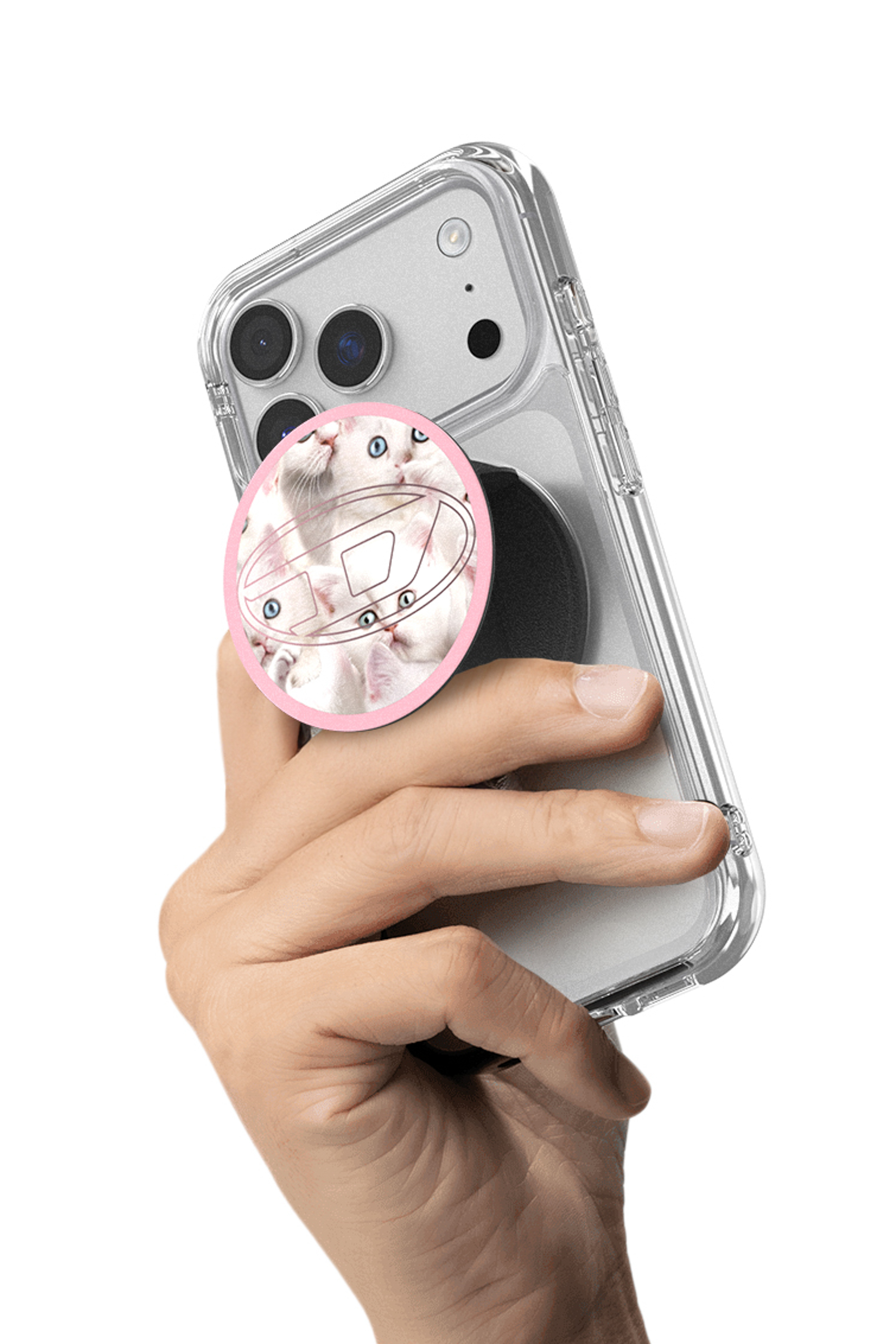 Diesel - 60452  GRIP CASE, Unisex Oval D Cats Magsafe Gripstand in Rosa - 3