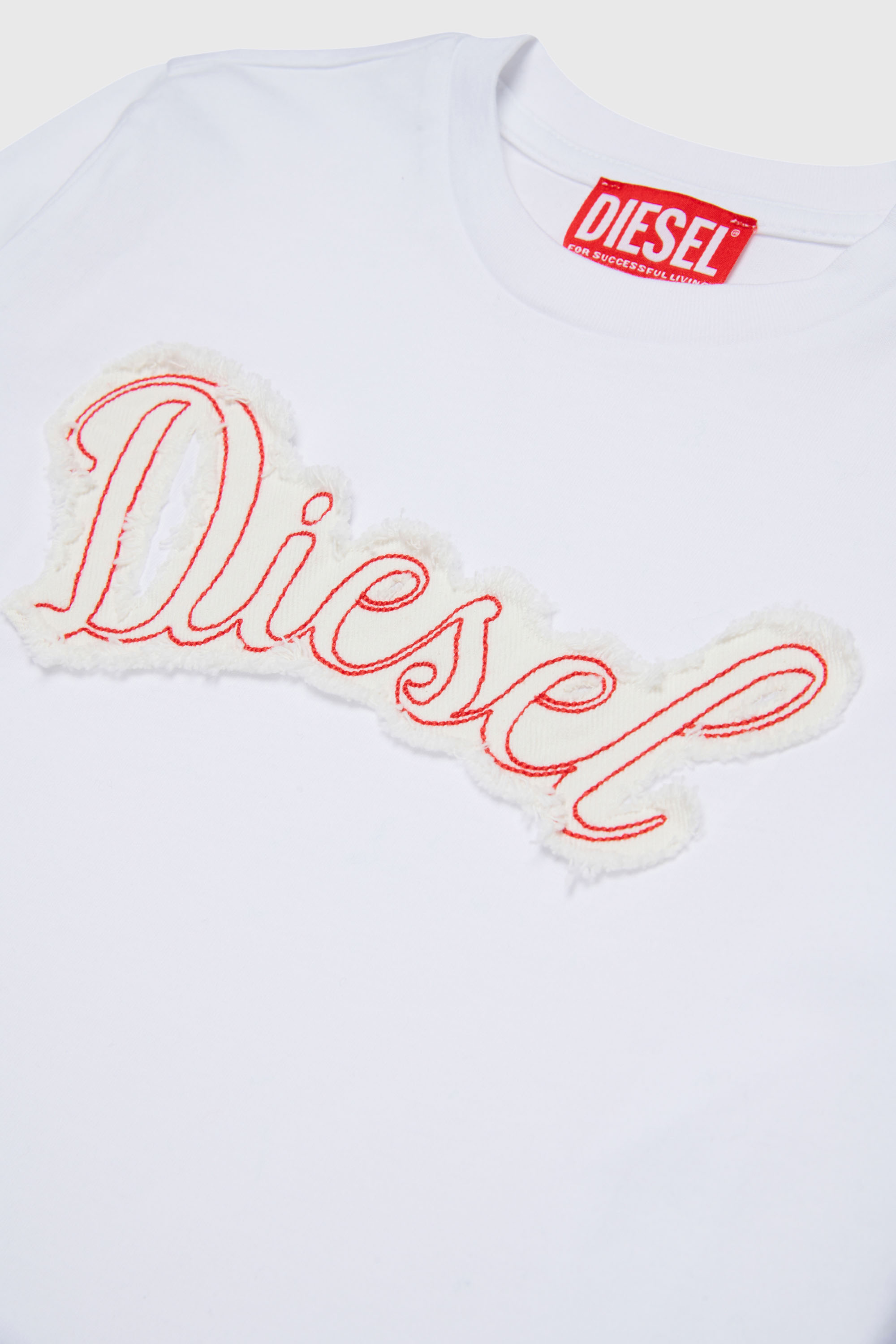 Diesel - TLIBBY, Damen Langarm-T-Shirt mit ausgefranstem Logo-Patch in Wei&szlig; - 4