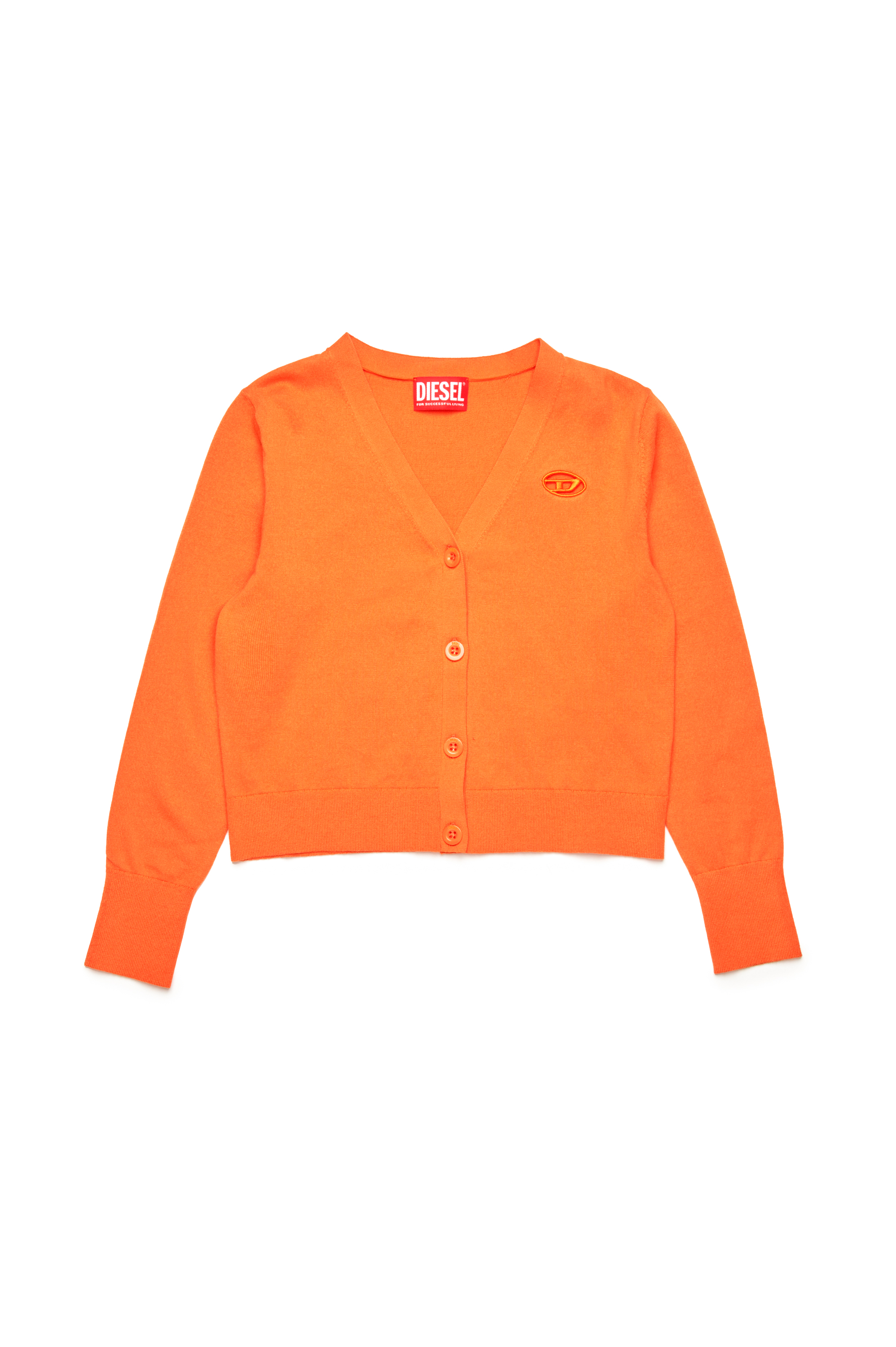 Diesel - KMARTE, Damen Cardigan mit Cutout-Oval D-Logo in Orange - 1