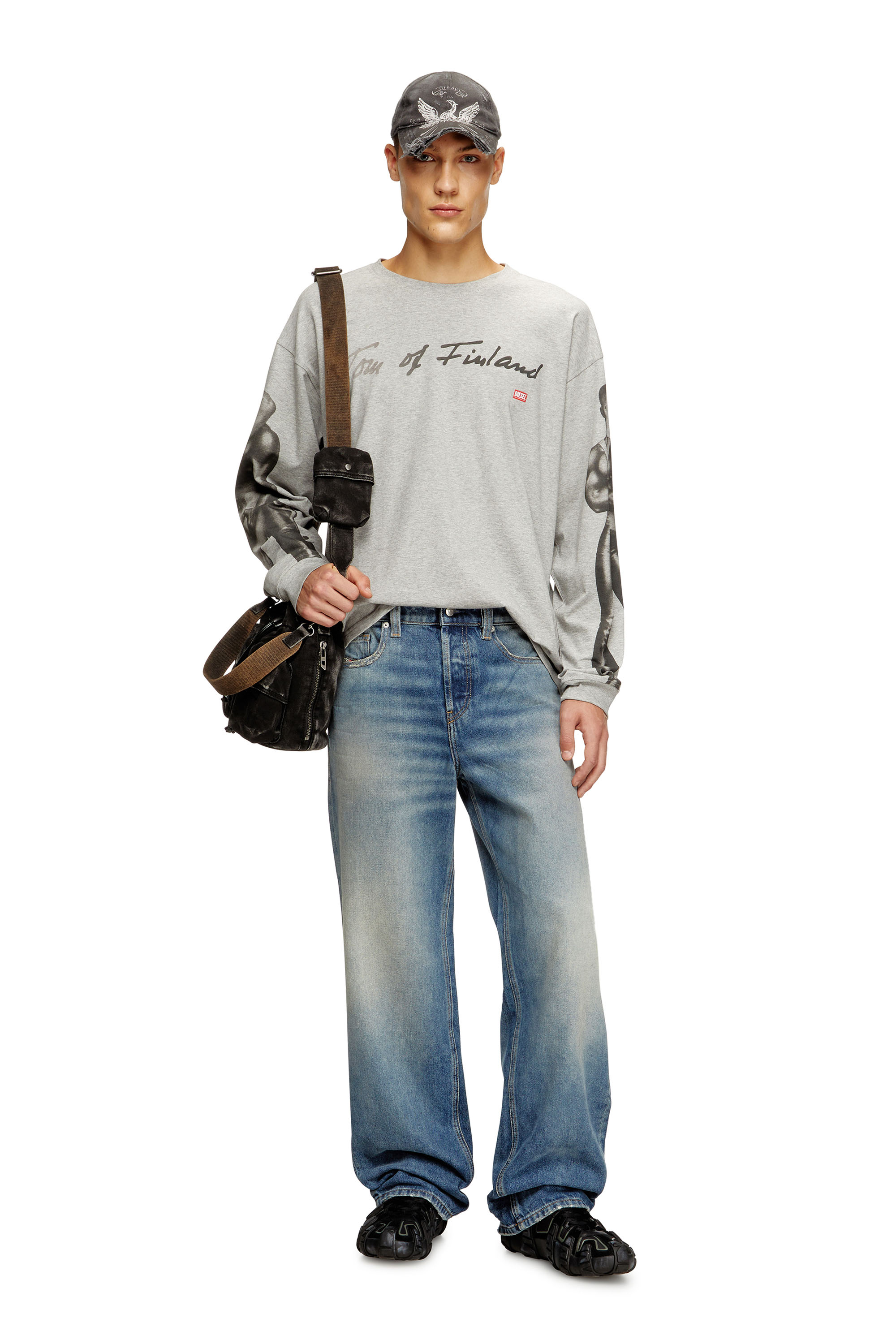 Diesel - PR-T-BOXT-LS-TOM25, Unisex Langarm-T-Shirt mit Grafik-Print in Grau - 1