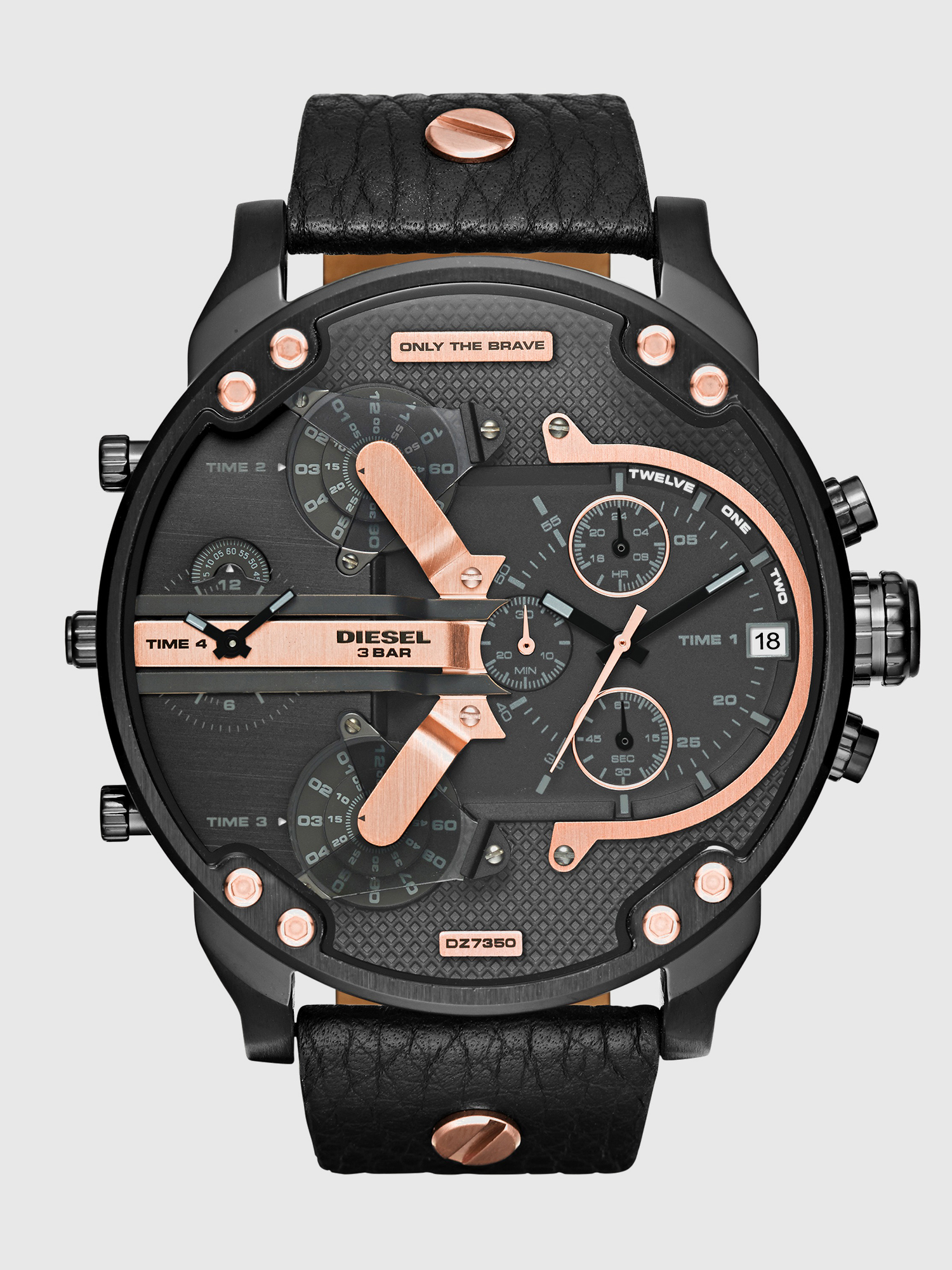 Diesel - DZ7350 MR DADDY 2.0, Herren Uhr mit detailreichem Ziffernblatt und Lederarmband, 51 mm in Schwarz - 1