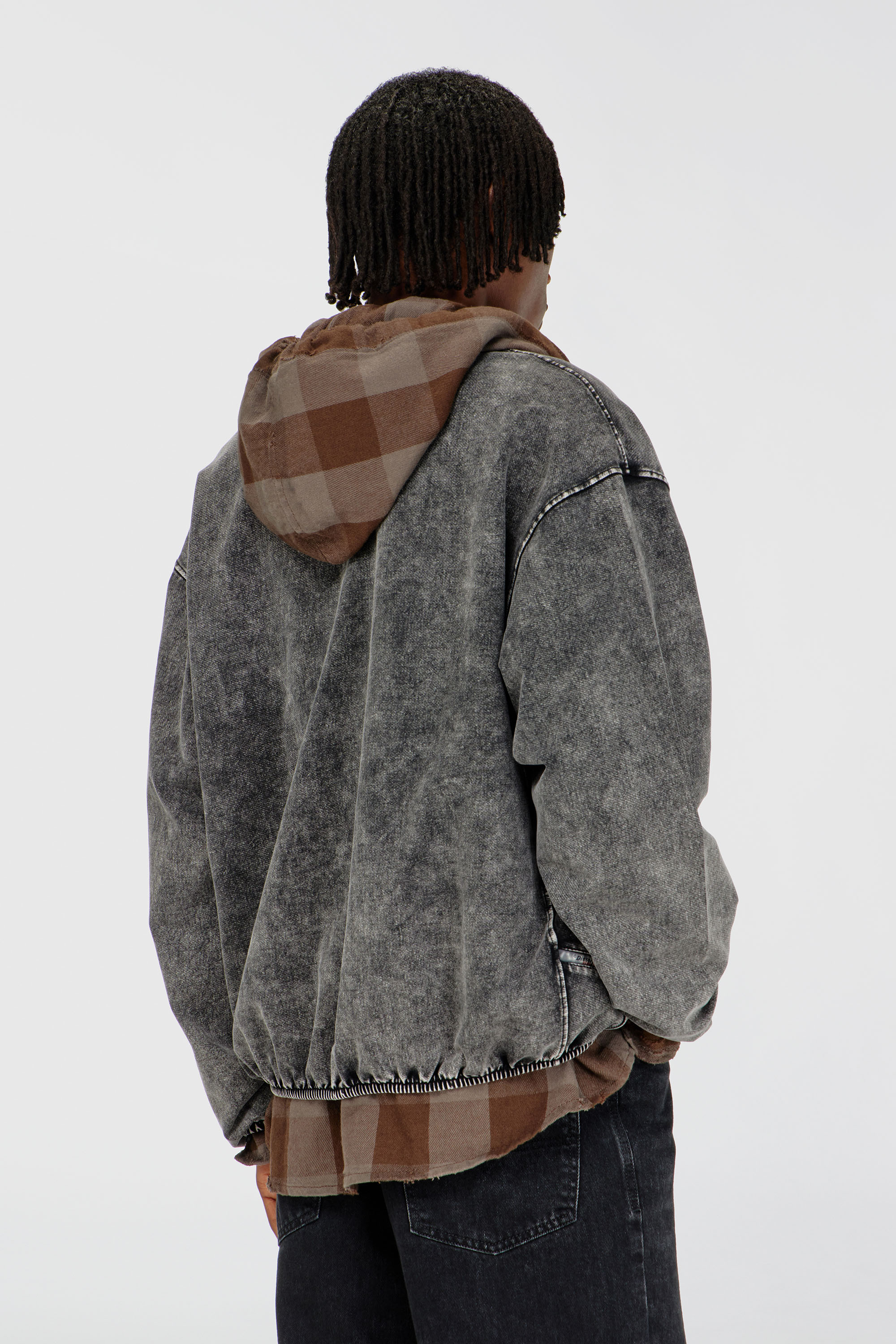 Diesel - S-CORSY, Herren Sweatjacke mit Denim-Effekt in Grau - 4
