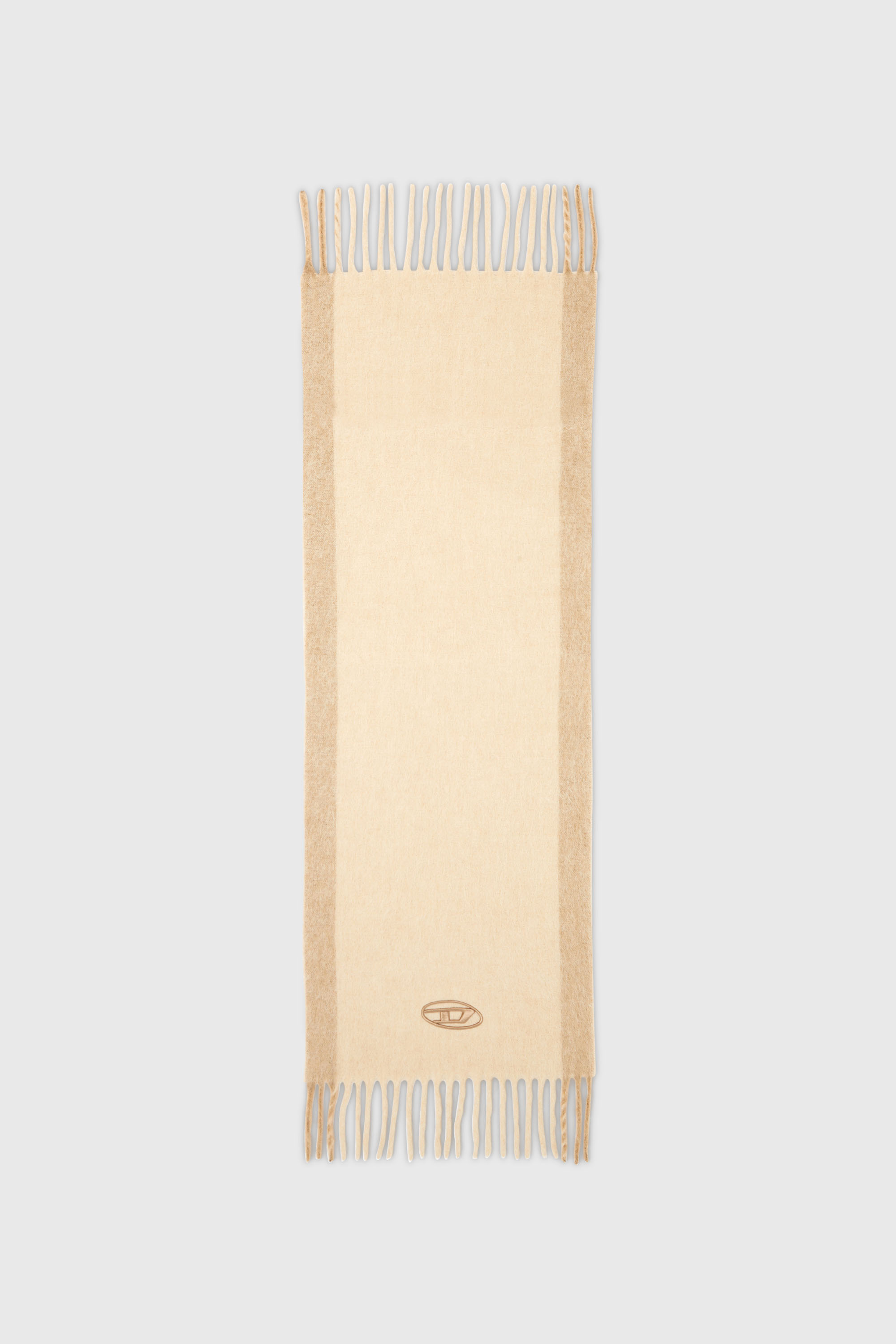 Diesel - S-OLID, Herren Schal aus Wollmischung mit kontrastierenden Streifen in Beige - 2