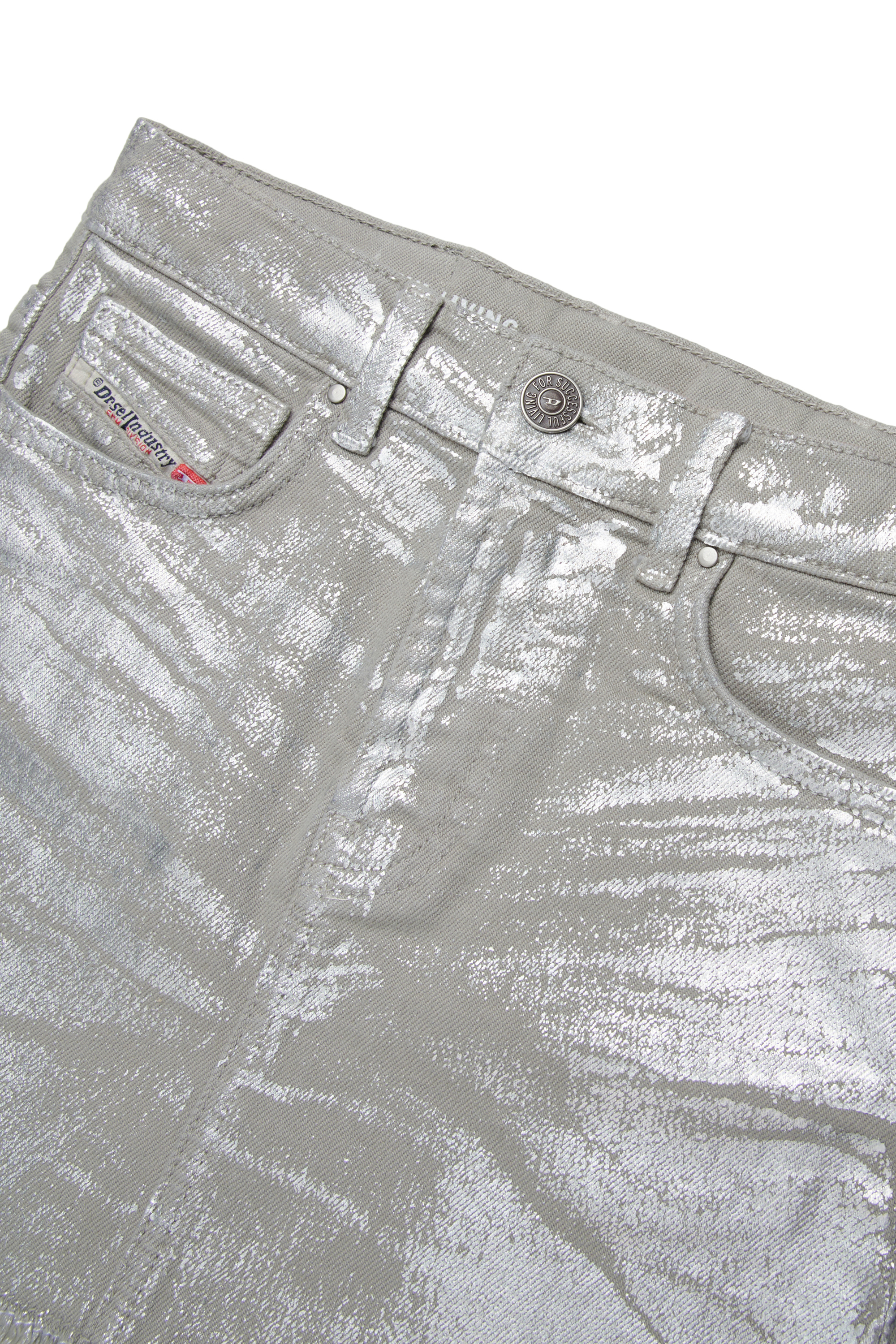 Diesel - GIANNA-SP, Damen Jeansrock mit metallic Finish in Silber - 3