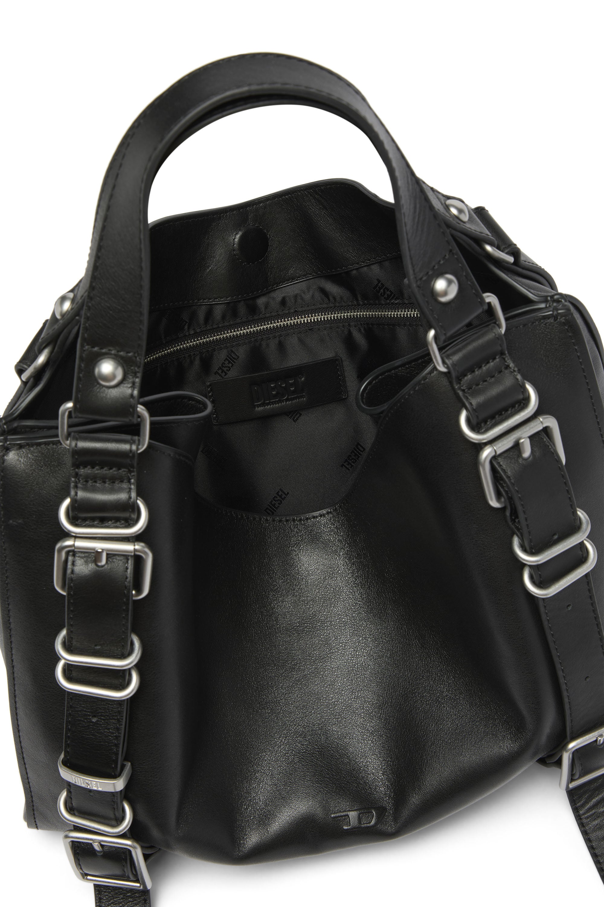 Diesel - D-ONE TOPHANDLE M, Unisex D-One-Medium Henkeltasche aus behandeltem Leder in Schwarz - 4