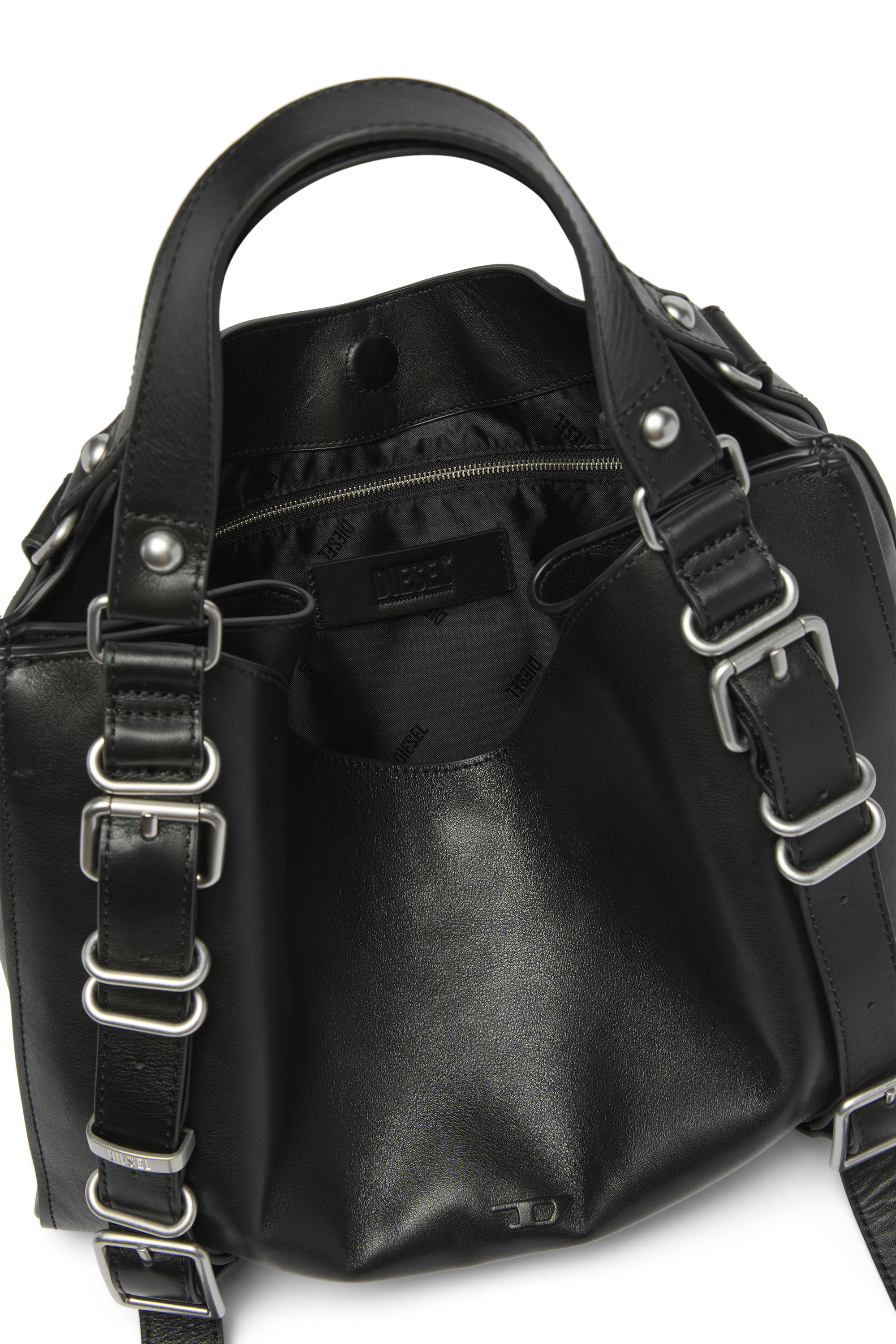 Diesel - D-ONE TOPHANDLE M, Unisex D-One-Medium Henkeltasche aus behandeltem Leder in Schwarz - 3
