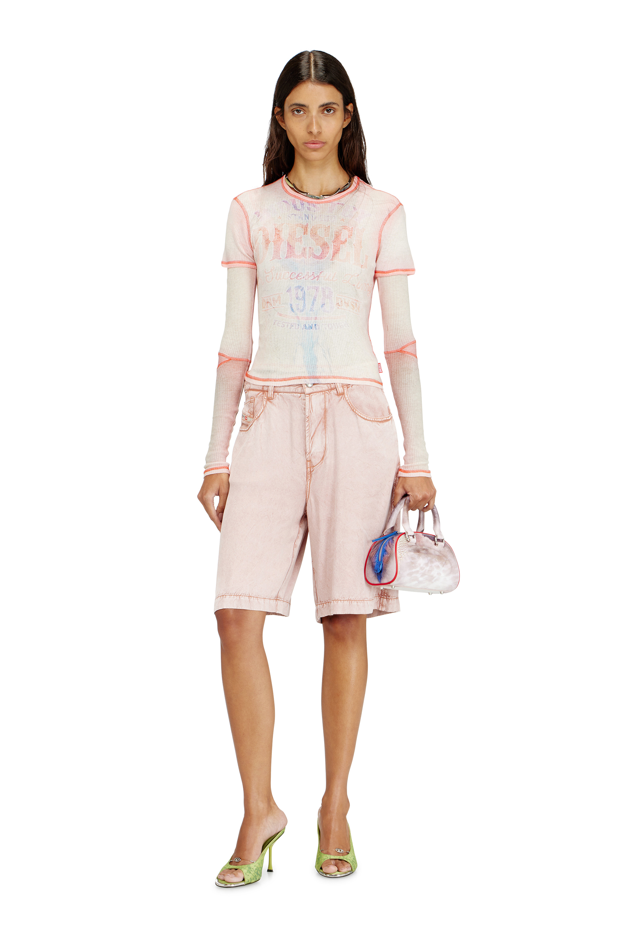 Diesel - 1DR DOME CROSSBODY, Damen 1DR Dome-Mini Bowlingtasche mit Animal-Print in Rosa/Blau - 2