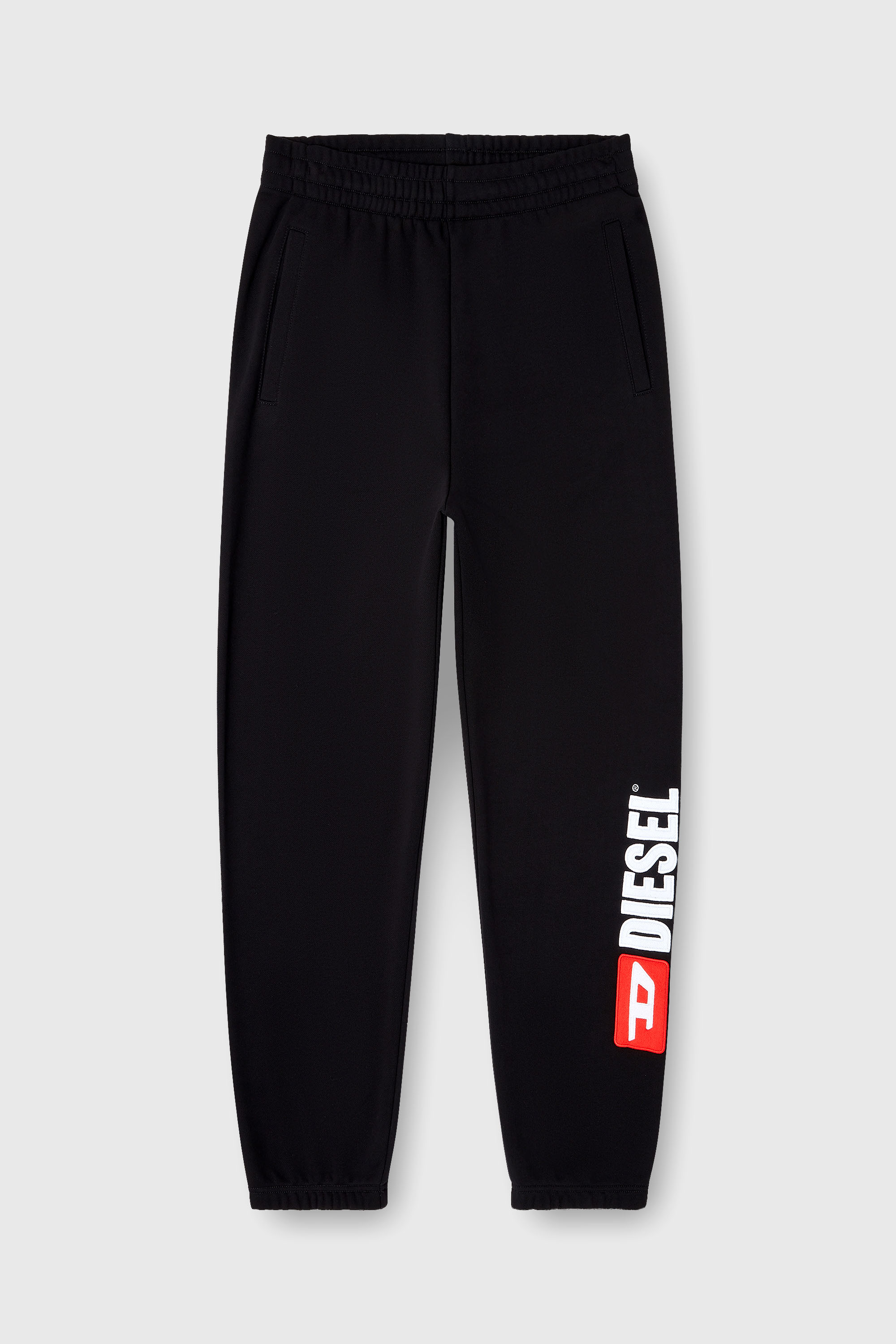 Diesel - P-MARKY-DIV, Herren Baumwoll-Jogginghose mit Diesel-Aufn&auml;her in Schwarz - 2