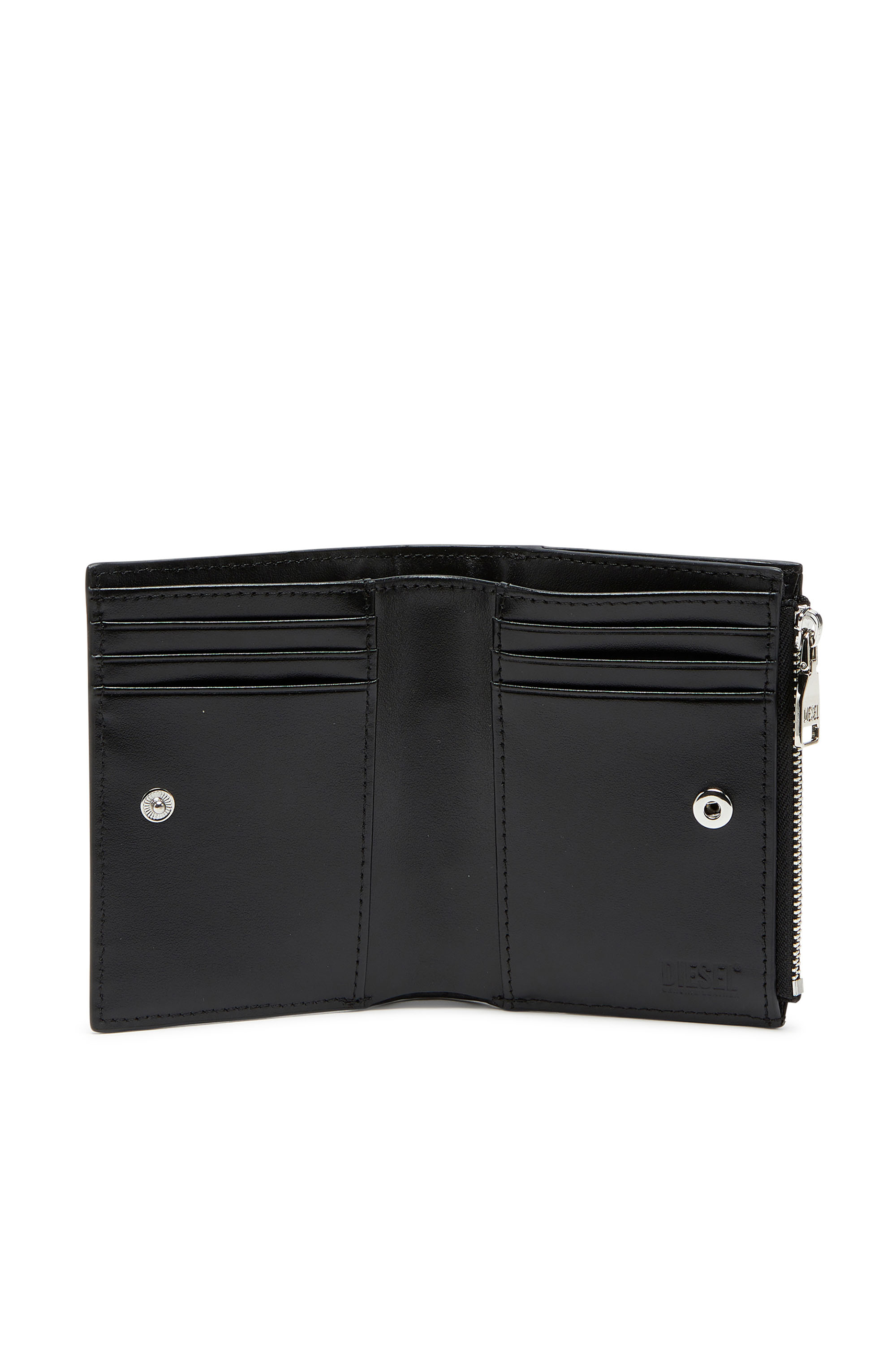 Diesel - PLAY BI-FOLD ZIP II, Damen Kleines Portemonnaie aus glänzendem Leder in Schwarz - 3