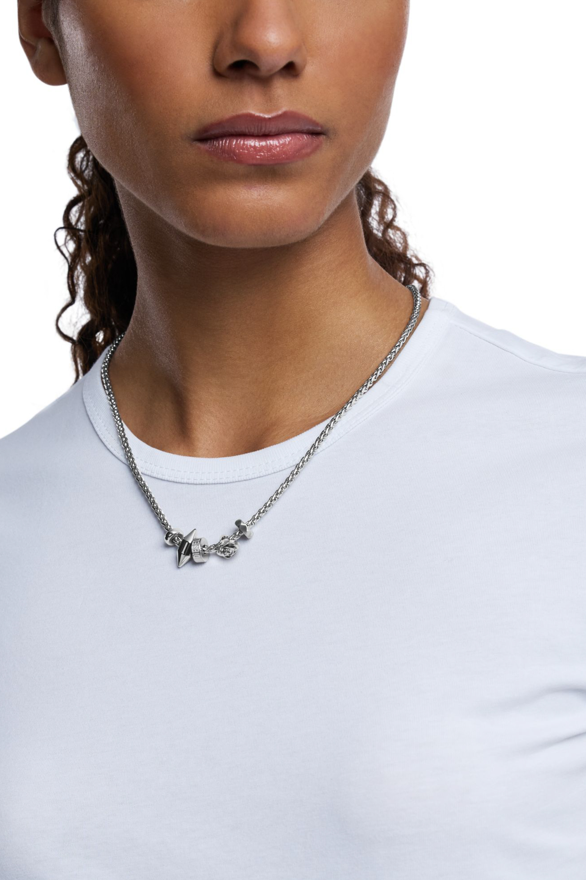 Diesel - DX1623040 JEWELLERY, Unisex Halskette mit Anhänger aus Edelstahl in Silber - 3