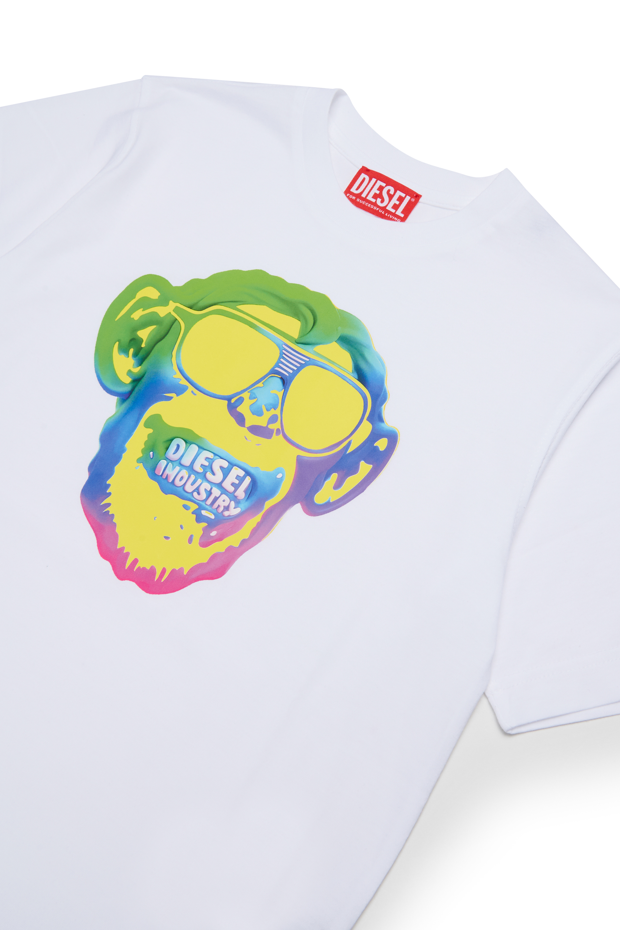 Diesel - TMONKEY OVER, Herren T-Shirt mit Affen-Print in Wei&szlig; - 3
