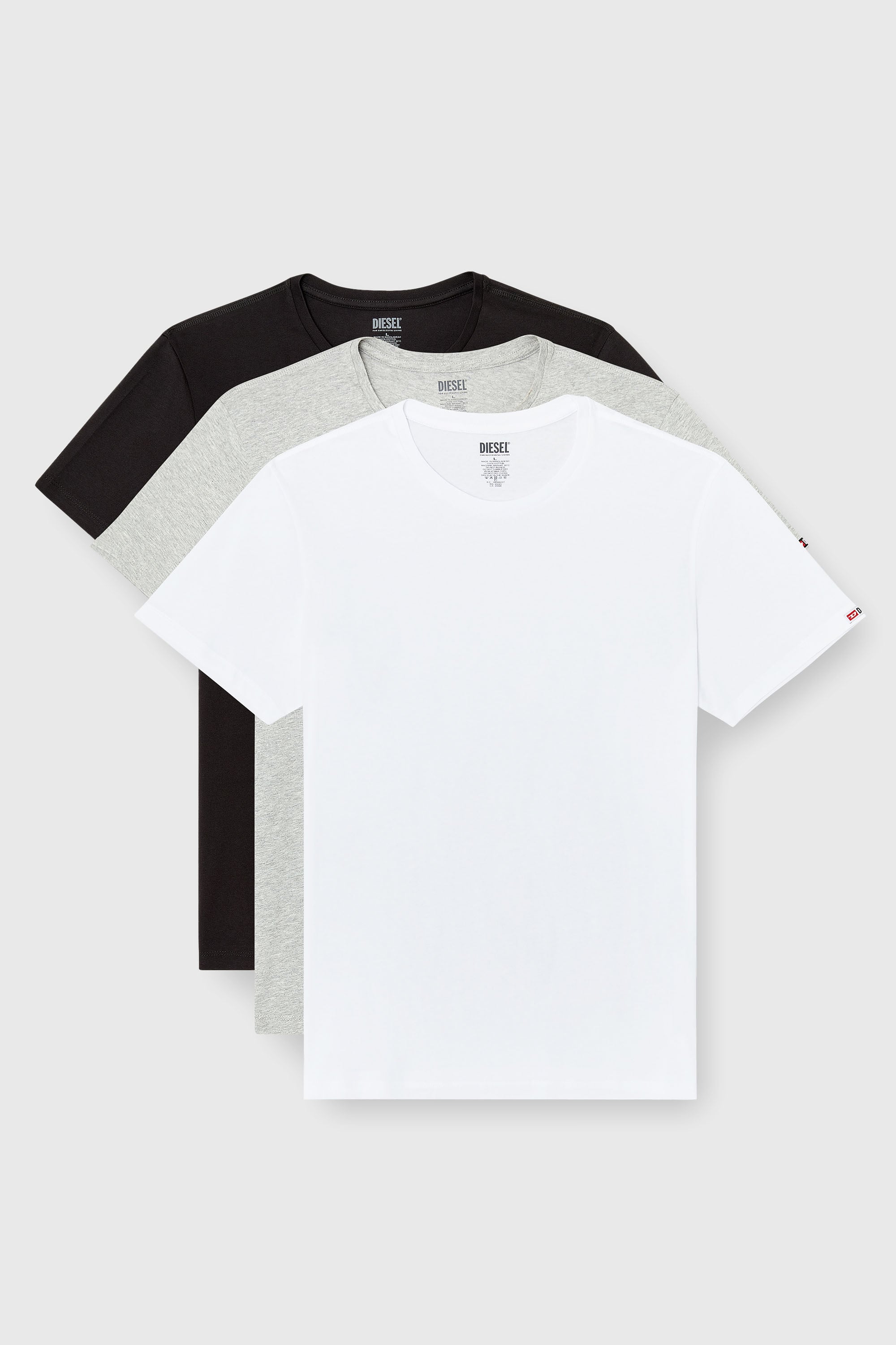 Diesel - RANDAL-D-CORE-3PACK, Herren Set aus 3 T-Shirts aus Baumwolle in Weiss/Grau - 1