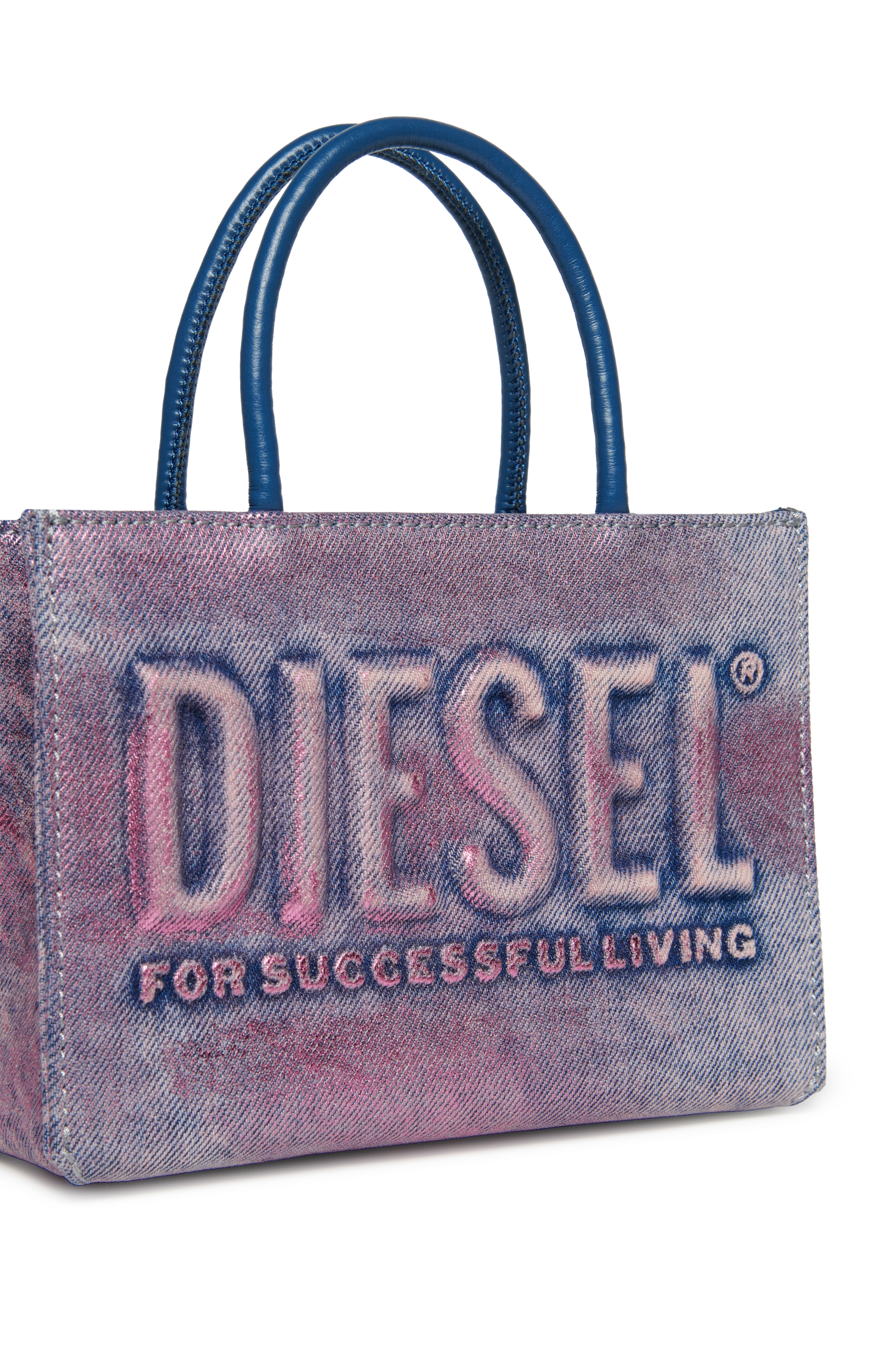 Diesel - DSL 3D MINI BAG, Damen Dsl 3D - Baumwolltasche mit Schulterriemen in Blau/Rosa - 4