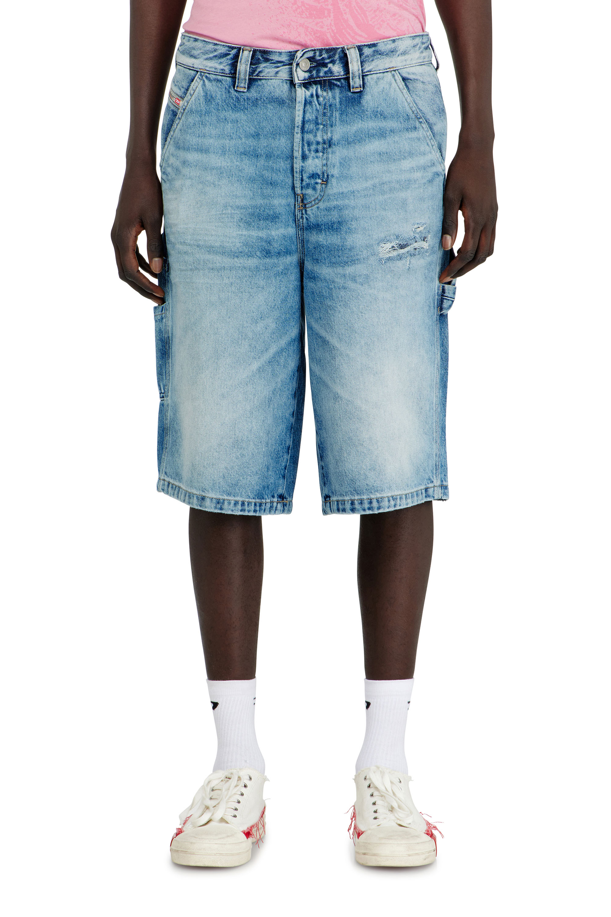 Diesel - D-LIVERY-W-SHORT, Herren Relaxed Shorts aus flie&szlig;endem Denim mit Abrieb-Effekten in null - 3
