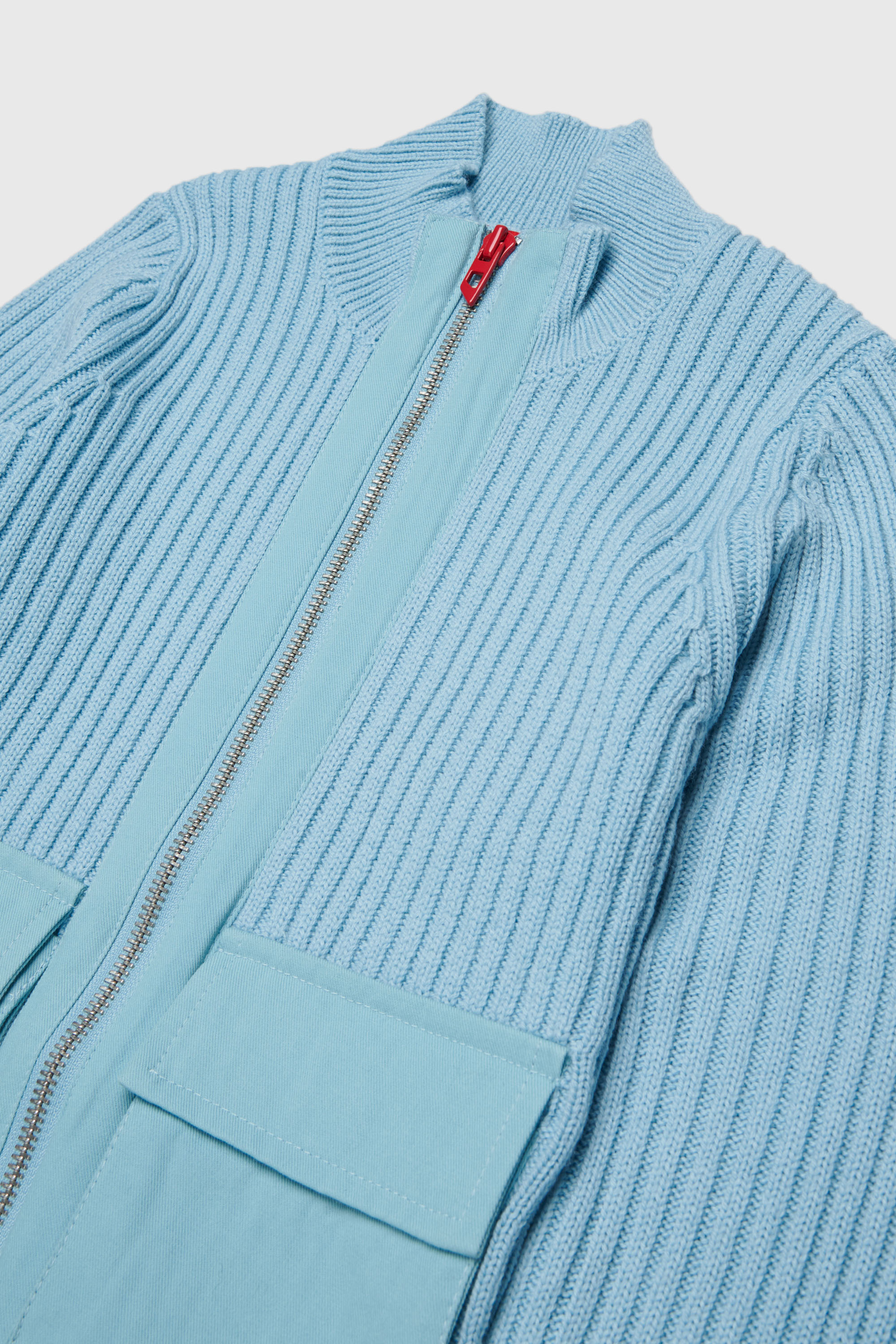 Diesel - KAMMY, Woman's Zip cardigan in wool blend with pockets in Light Blue - 3