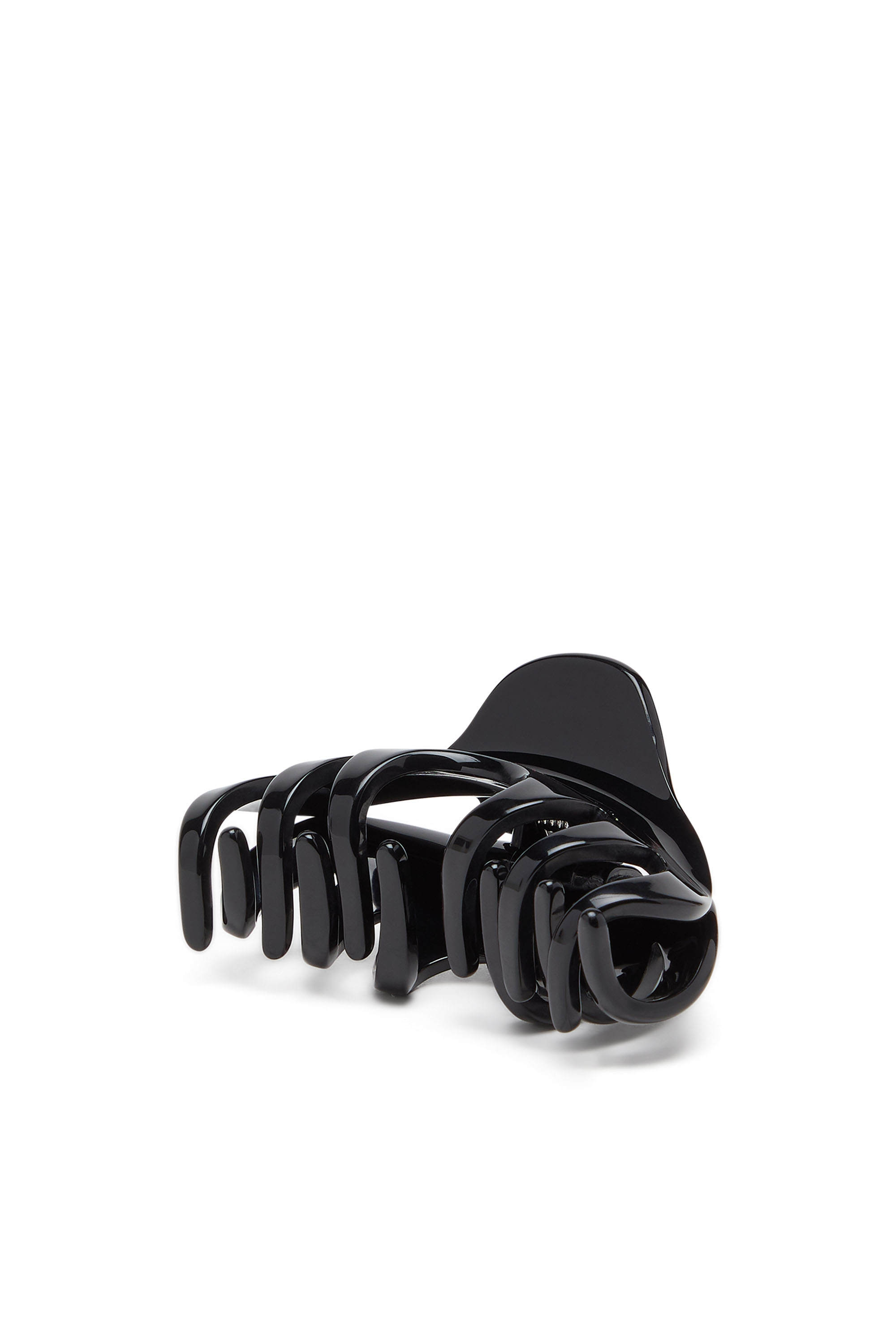 Diesel - TALON CLIP, Damen Haarspange aus Harz mit ovalem D Logo in Schwarz - 1