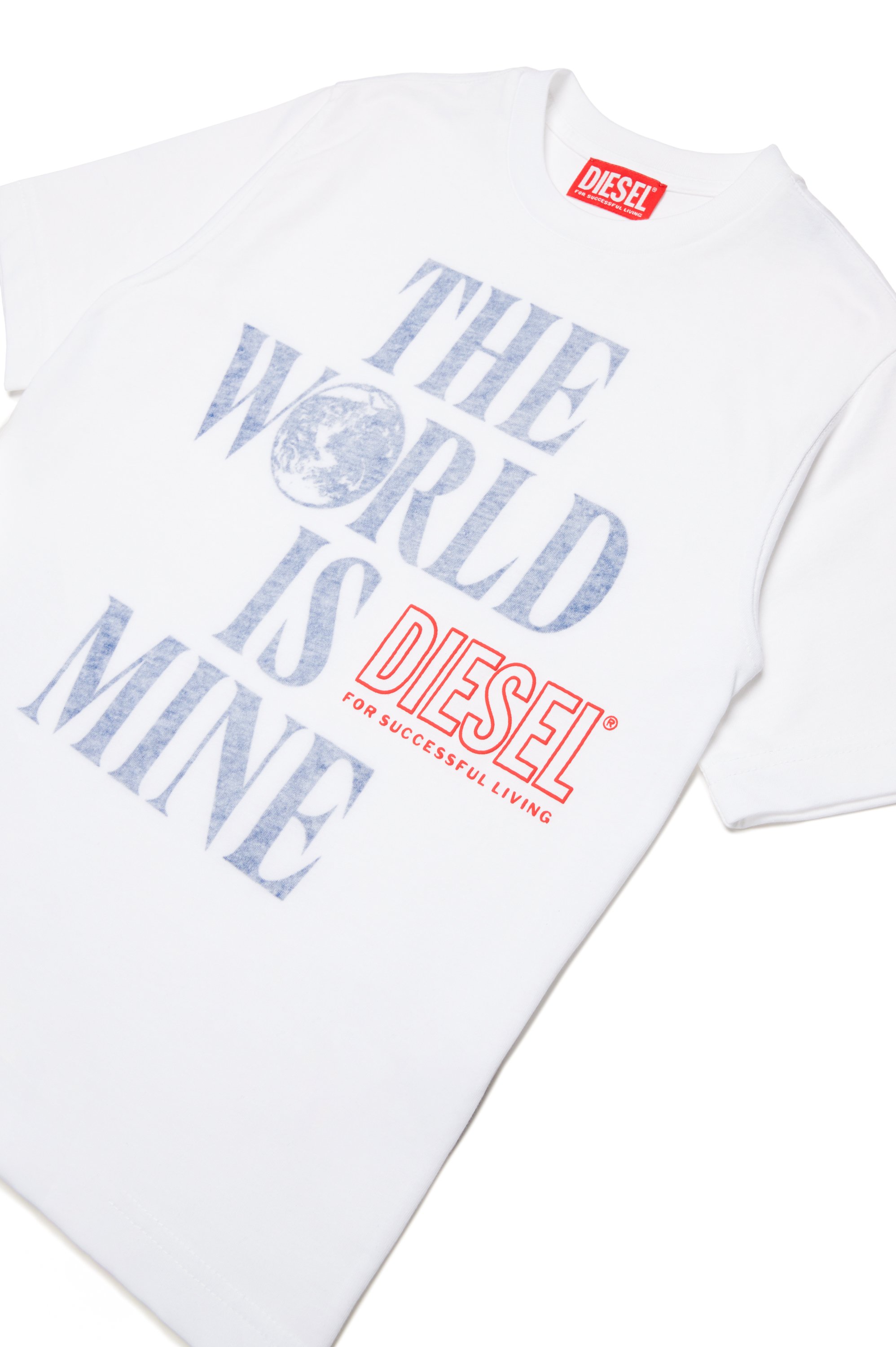 Diesel - TWASHL7 OVER, Herren T-Shirt mit World is Mine-Logo in Weiss - Image 3