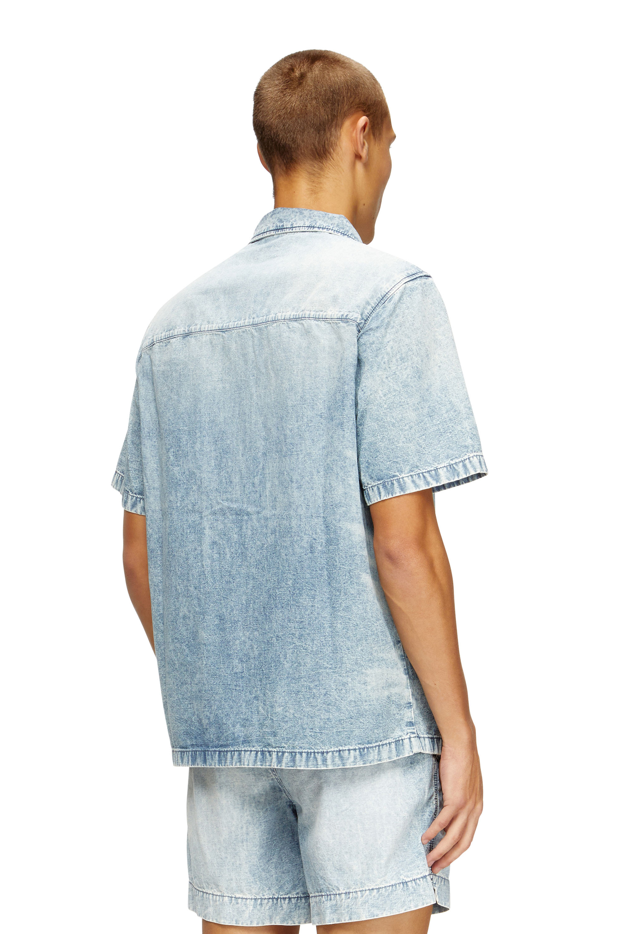 Diesel - D-NABIL-S4, Herren Bowling-Hemd aus marmoriertem Denim in null - 4