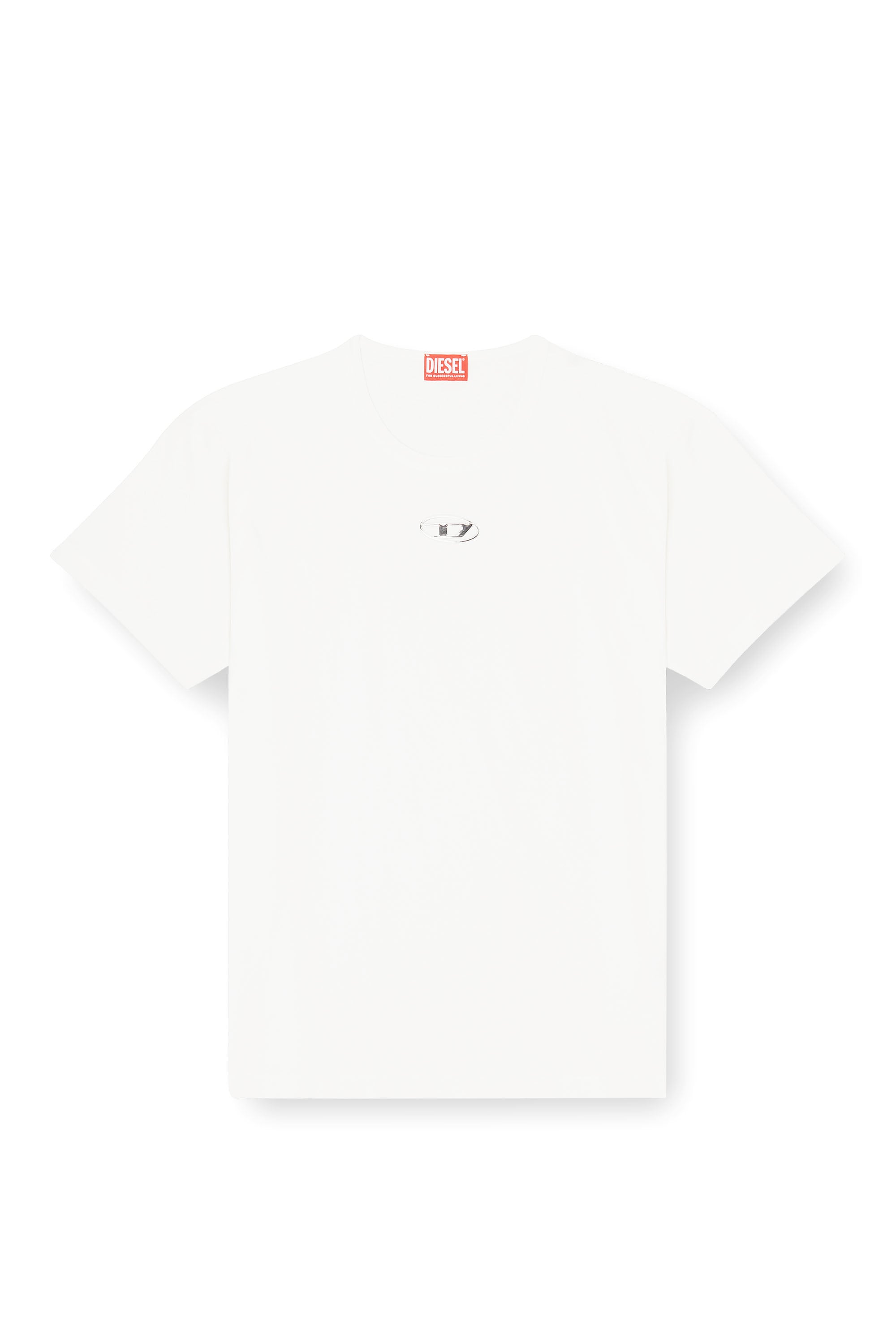 Diesel - T-NORM-IOD, Herren Leichtes Baumwoll-T-Shirt mit metallischem ovalem D-Logo in Wei&szlig; - 3