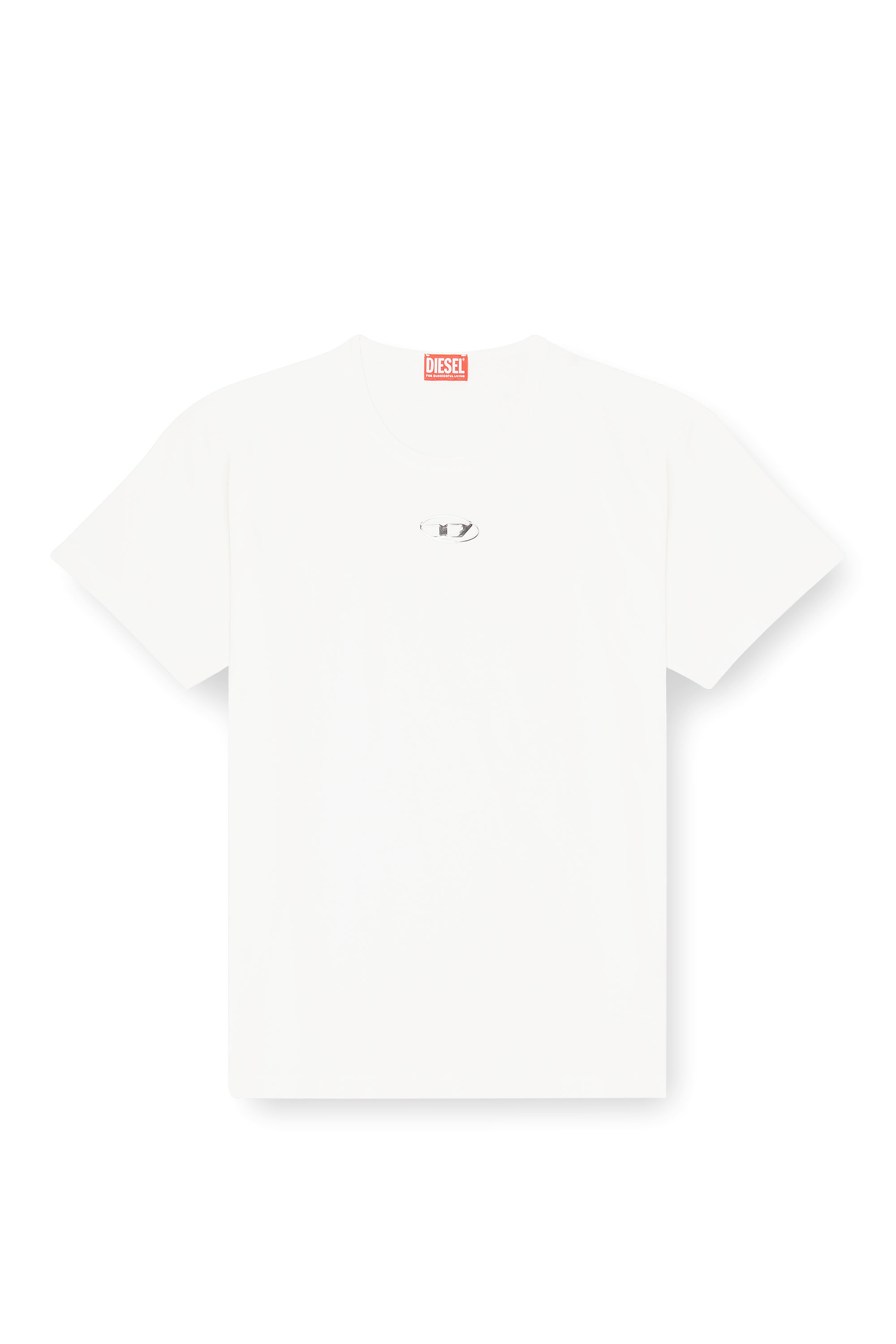 Diesel - T-NORM-IOD, Herren Leichtes Baumwoll-T-Shirt mit metallischem ovalem D-Logo in Wei&szlig; - 2