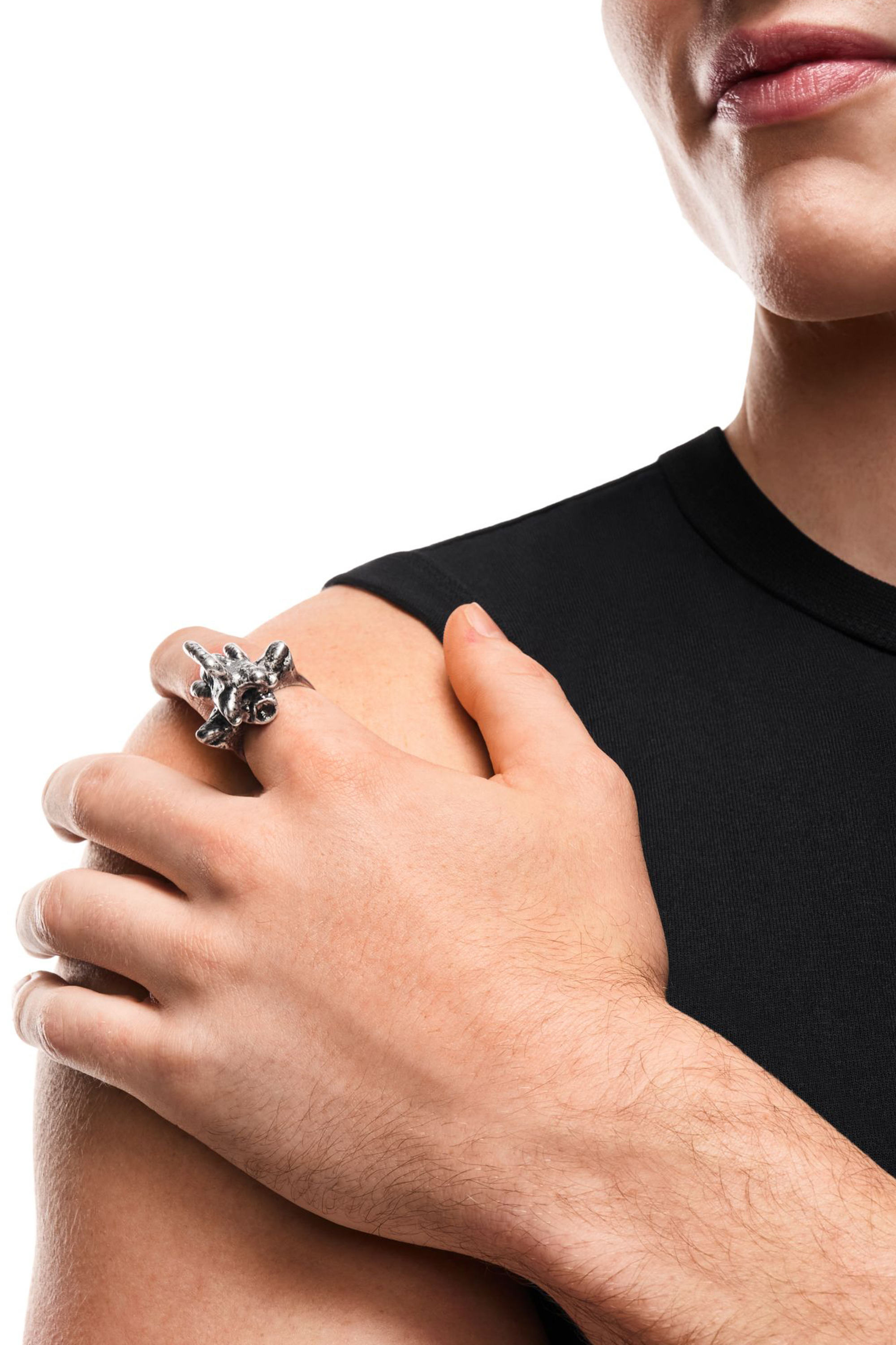 Diesel - DX1708040 JEWELLERY, Unisex Ring mit silberfarbenem Mittelst&uuml;ck in Dunkelgrau - 4