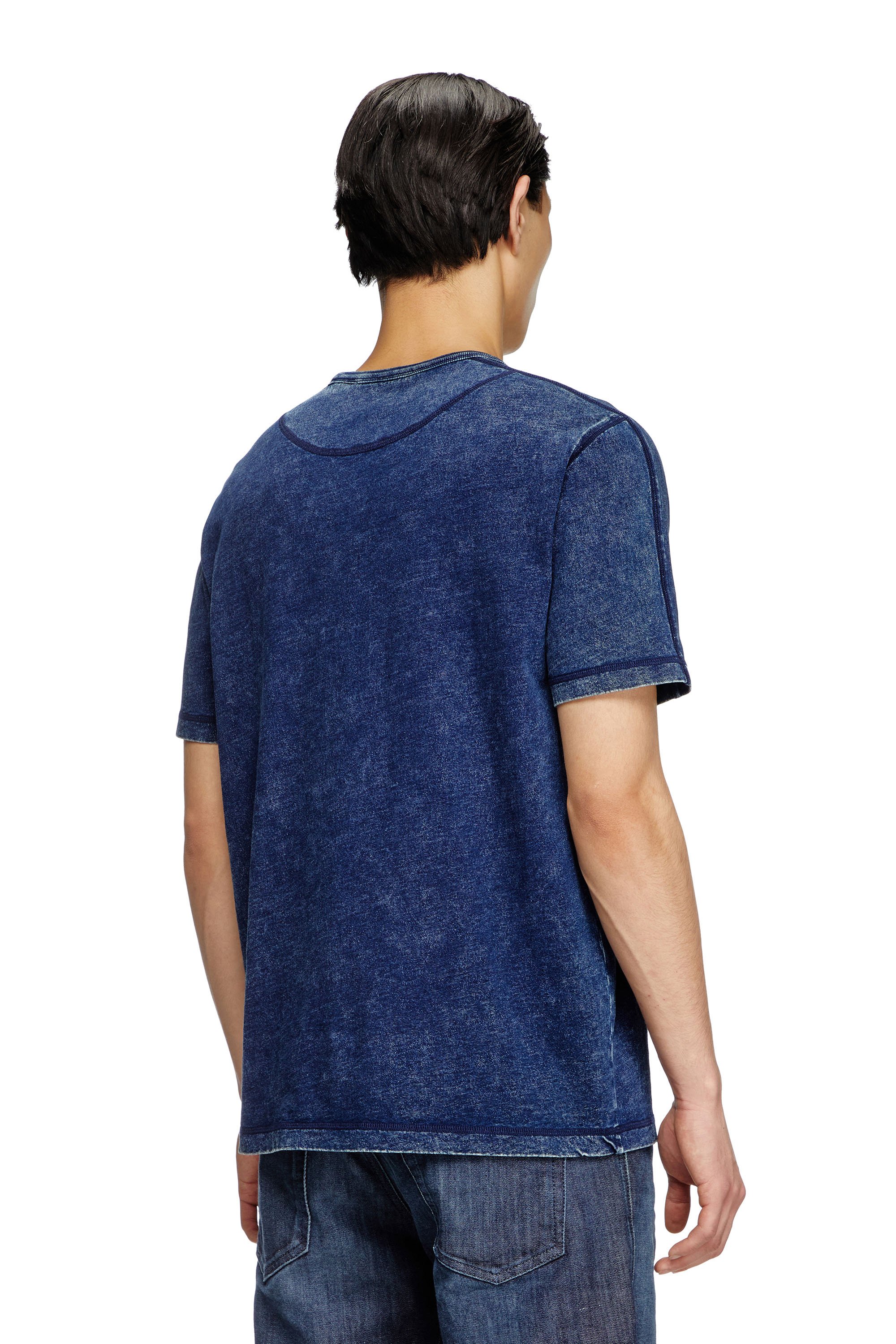 Diesel - T-ADJIND, Herren T-Shirt aus Jersey in Denim-Optik in Blau - 3