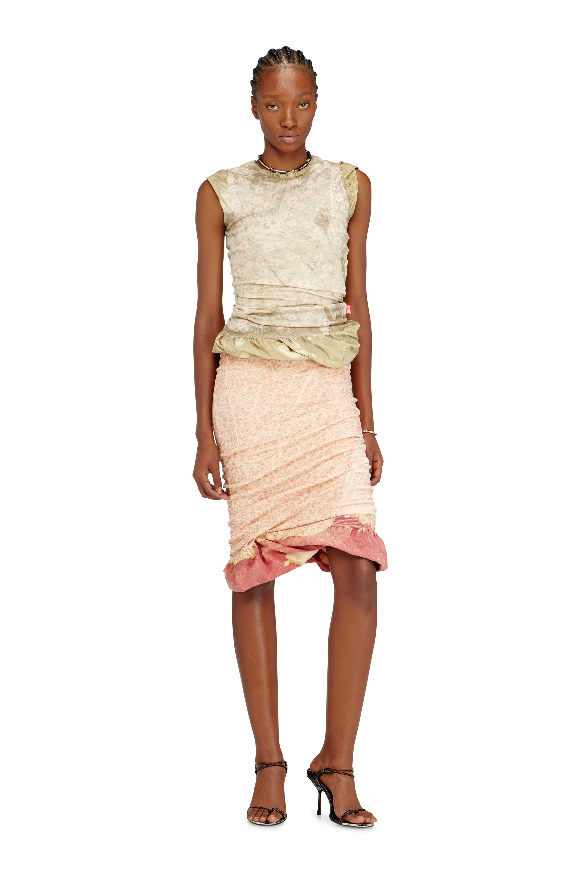 Diesel - T-ORY, Damen Lagen-Top mit Bleached-Effekt in Armeegr&uuml;n - 2