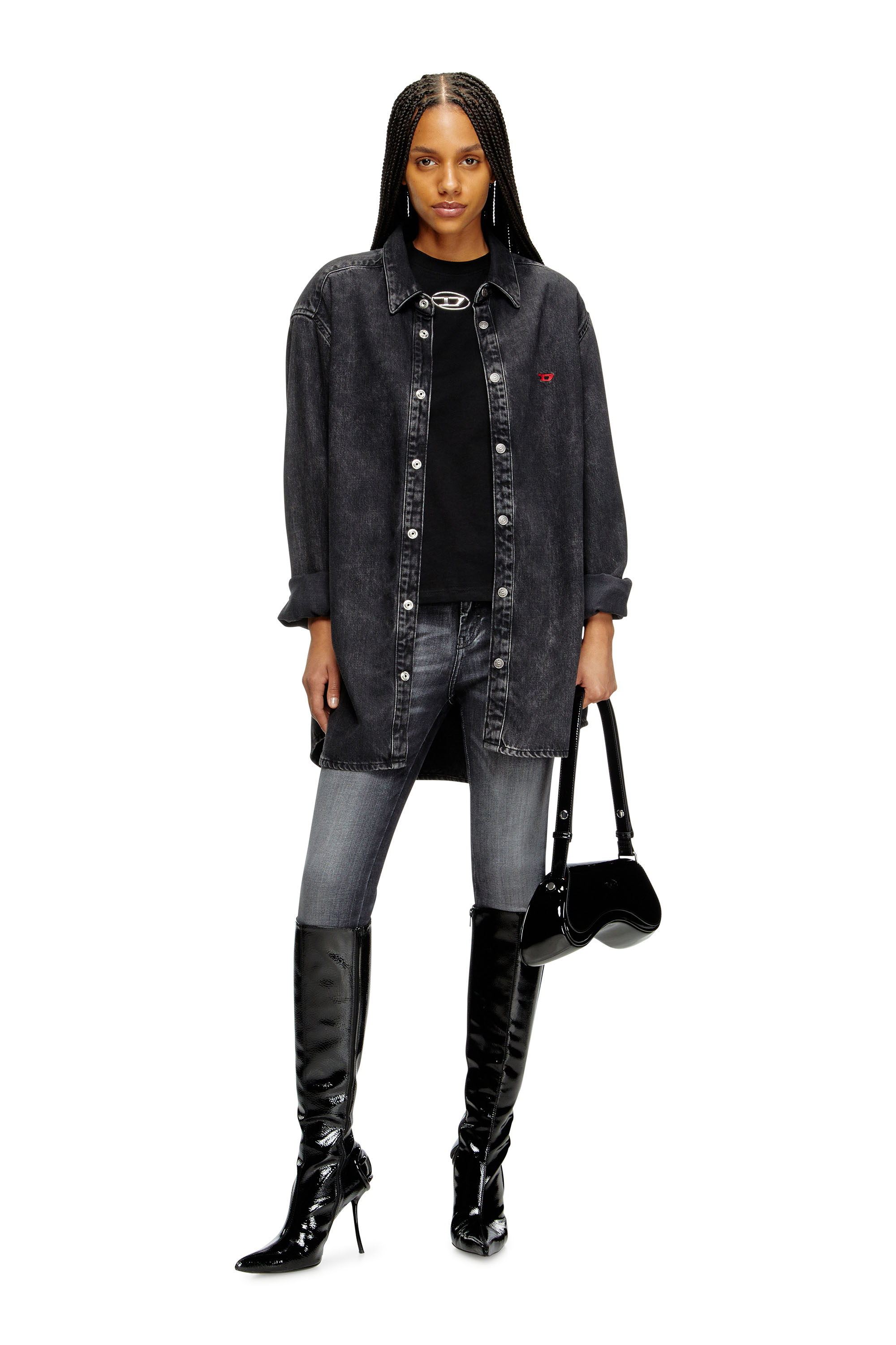 Diesel - T-REGS-OD-Q1, Damen T-Shirt in regul&auml;rem Fit mit-Oval D in Schwarz - 2