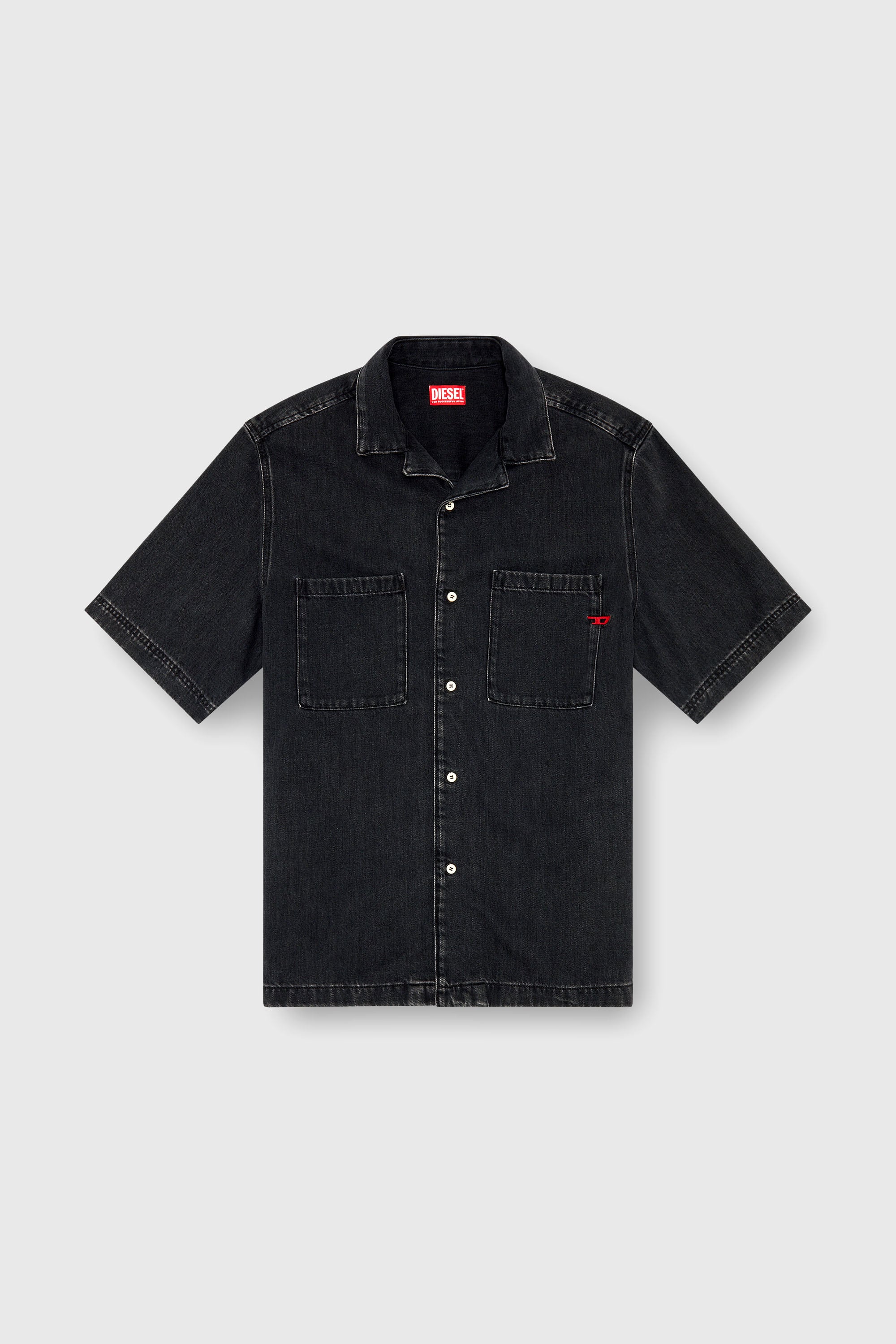 Diesel - D-PAROSHORT, Herren Bowling-Shirt aus-Denim in Schwarz - 2