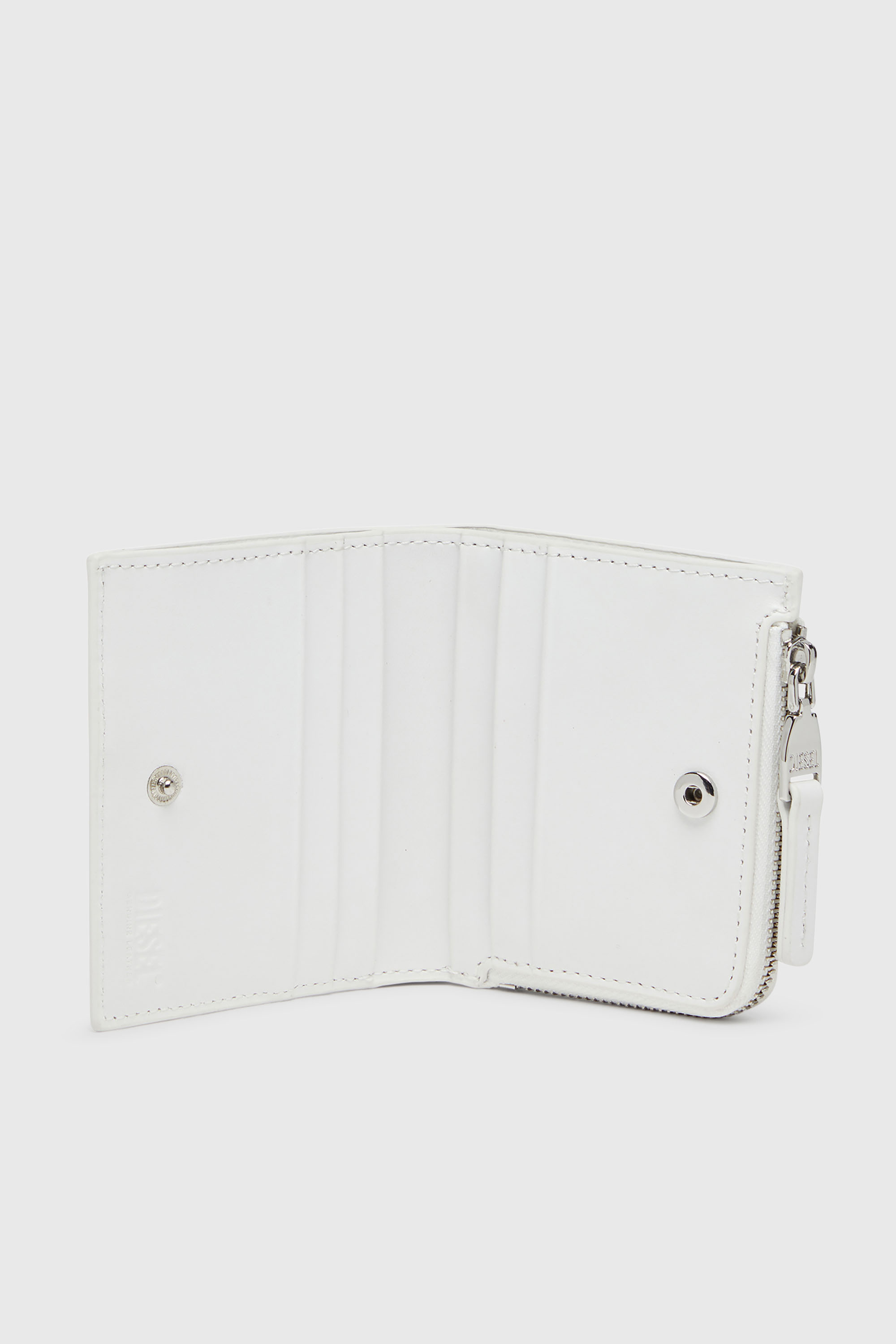 Diesel - 1DR BI FOLD ZIP L, Damen Faltportemonnaie aus Leder in Wei&szlig; - 3