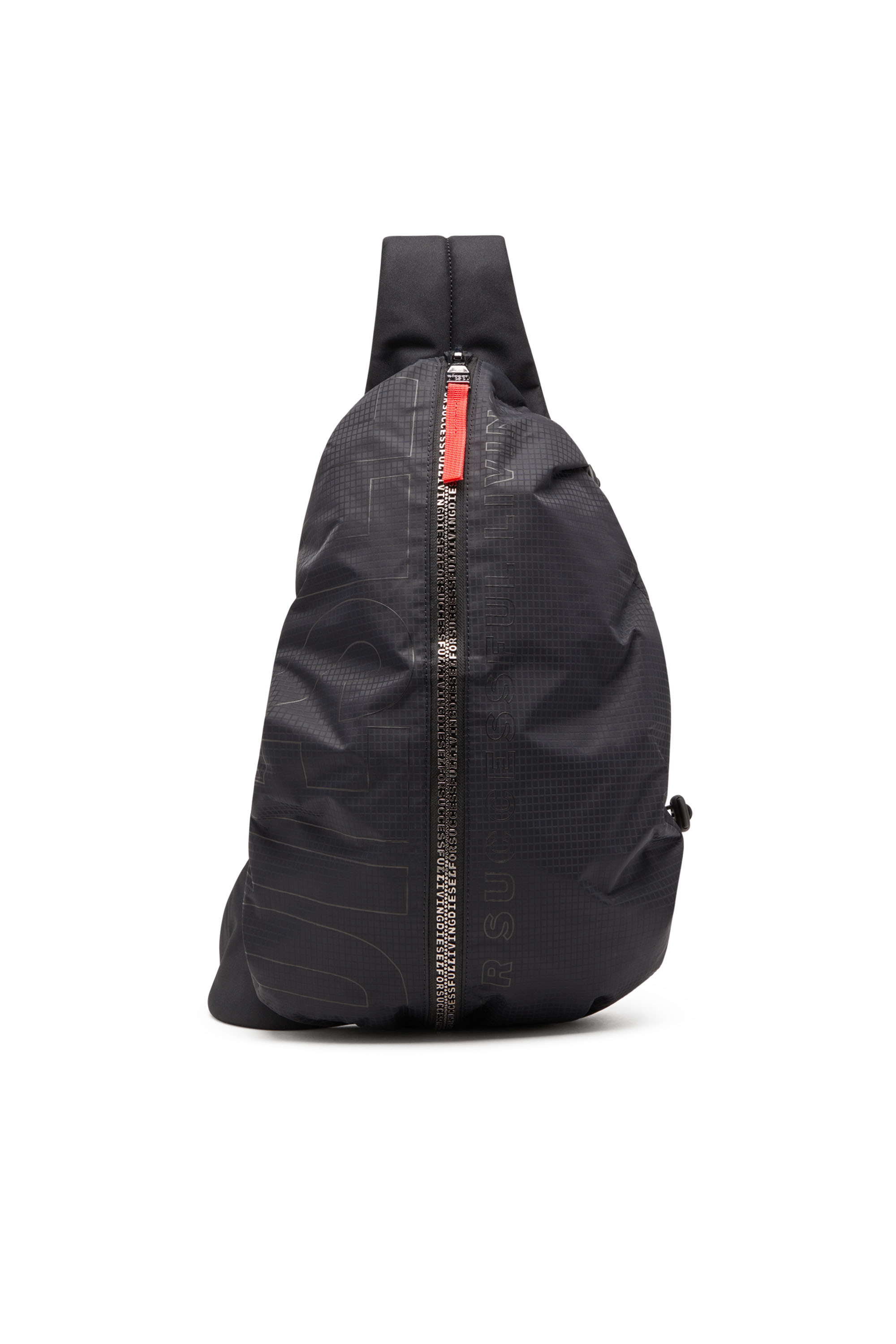 Diesel - ZIP-D SLING BAG X, Herren Zip-D-Sling-Rucksack aus kariertem Jacquard-Shell in Schwarz - 1