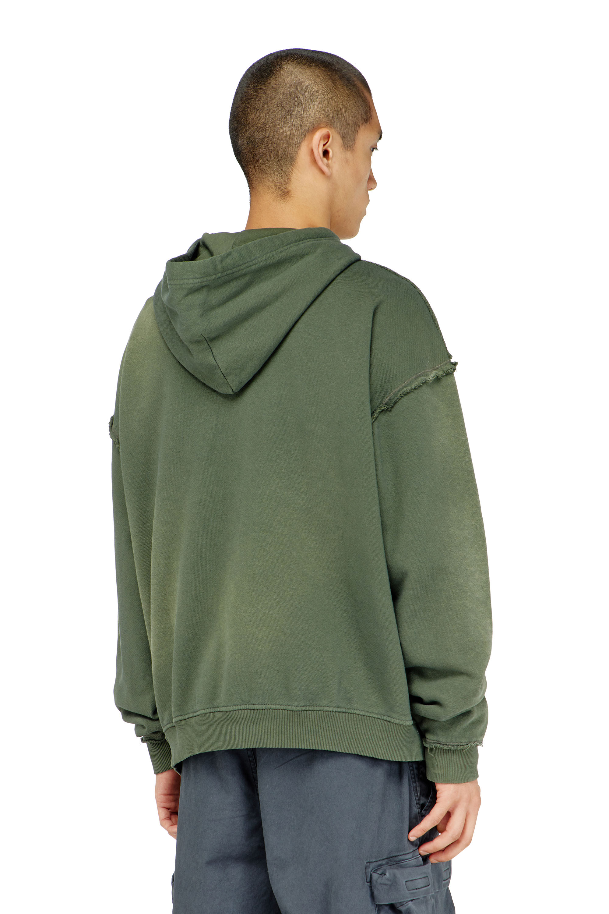 Diesel - S-POCK-HOOD, Herren Verblasster Baumwoll-Hoodie mit ausgefransten Details in null - 4