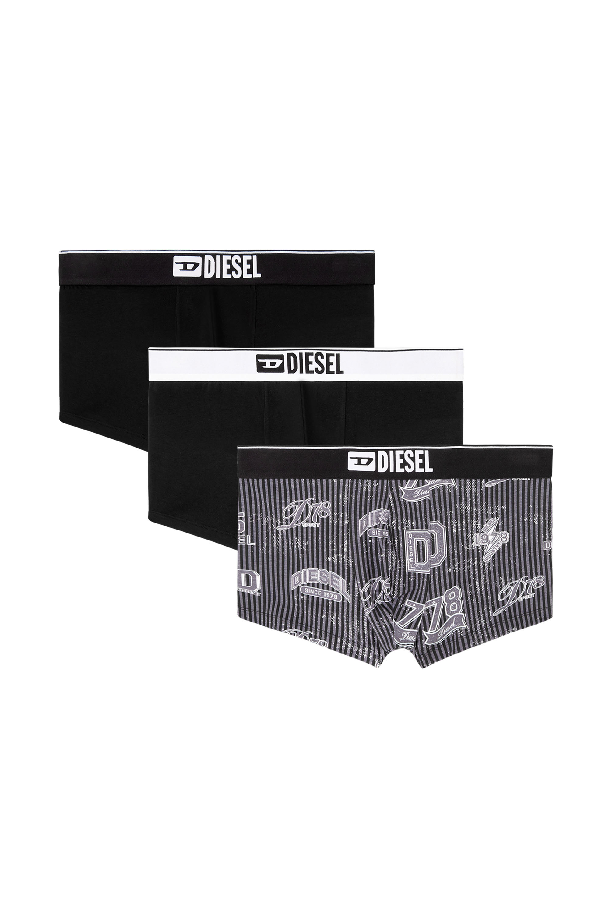 Diesel - DAMIEN-D-BOX-3PACK, Herren 3er-Pack Boxershorts aus Stretch-Baumwolle mit Allover-Print in Schwarz - 1
