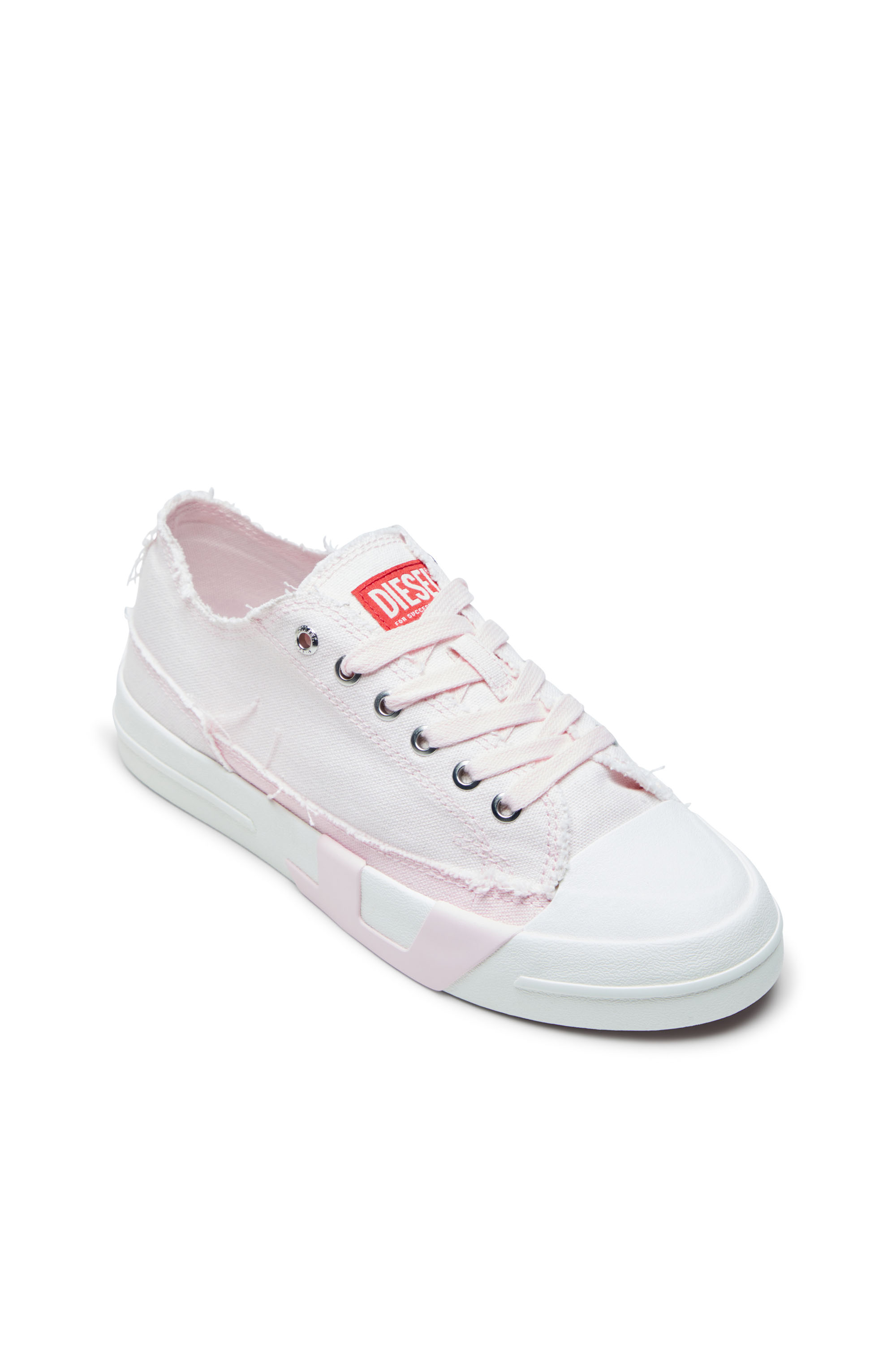 Diesel - S-D-VERSE LOW W, Damen S-D-Verse-Sneakers aus ausgefranstem Canvas in Rosa/Weiss - 6