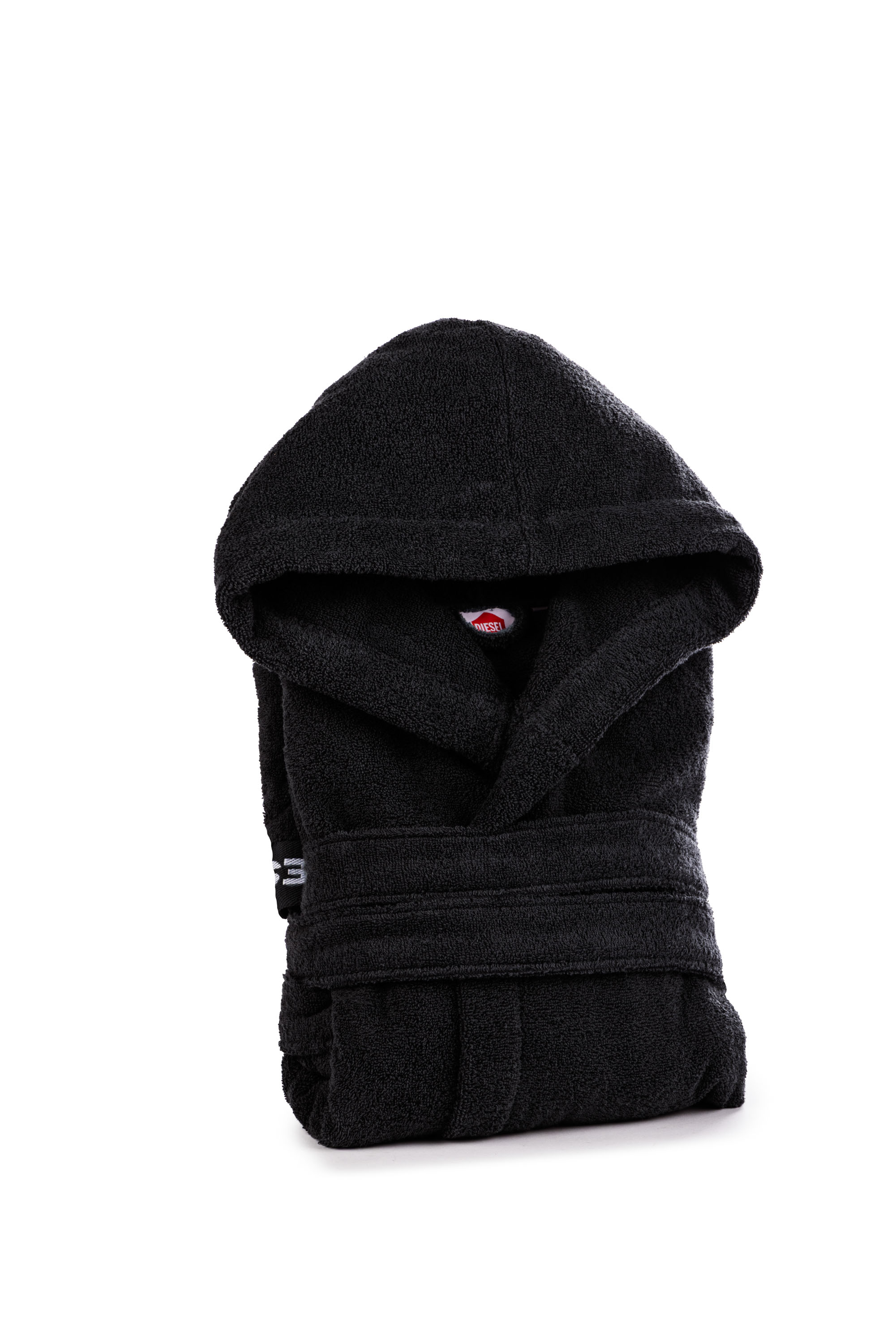 Diesel - 1015125 LOGO-COTTON BATHROBE SIZE XL/XXL, Unisex Bademantel aus Baumwoll-Frottee, Größe XL/XXL in Schwarz - 1