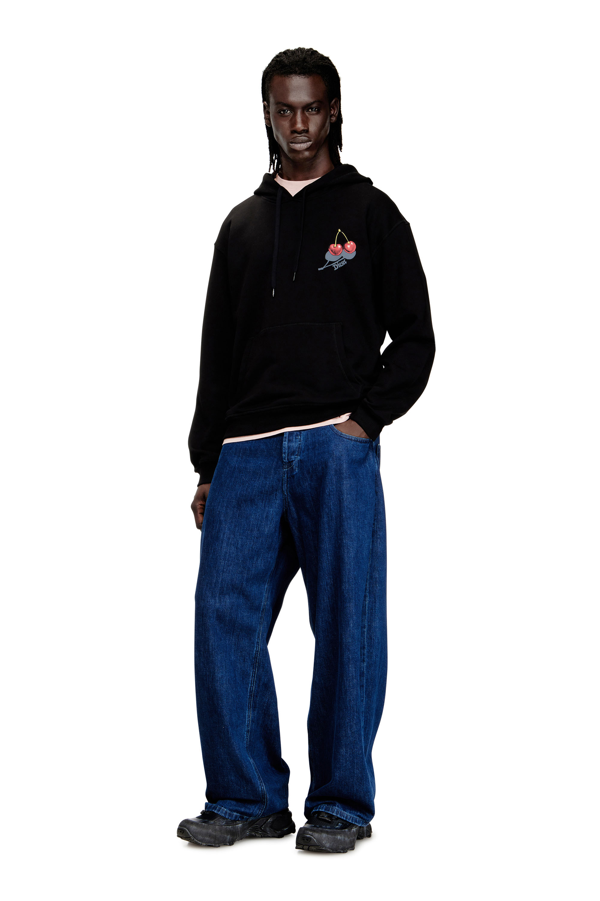Diesel - SV-S-NORM-HOOD-CHER, Unisex Sweatshirt aus Baumwolle mit Kirschendruck in Schwarz - 1