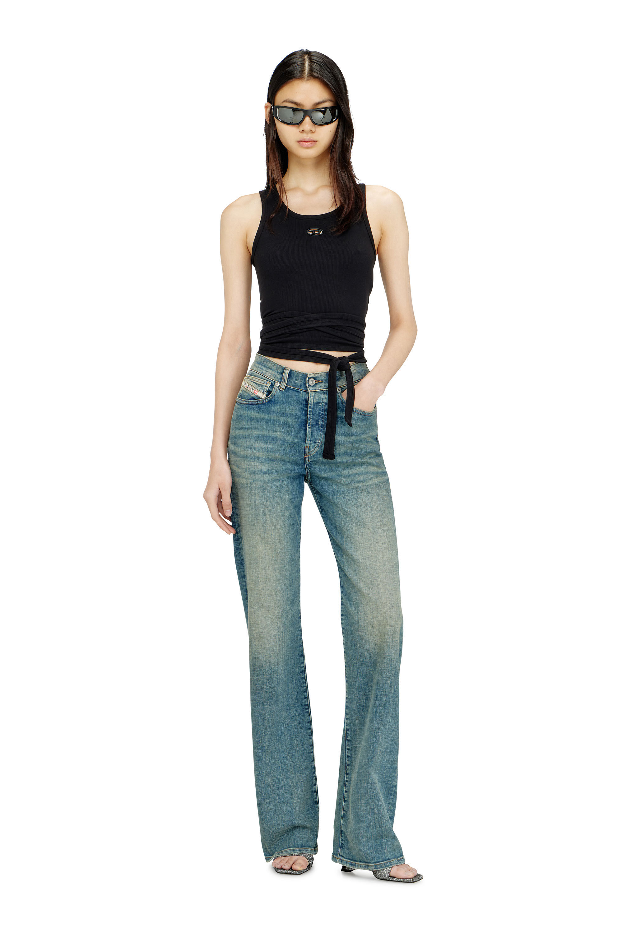 Diesel - T-ANKY-TAIL-S1, Damen Crop-Top mit Wickeldesign in Schwarz - 2