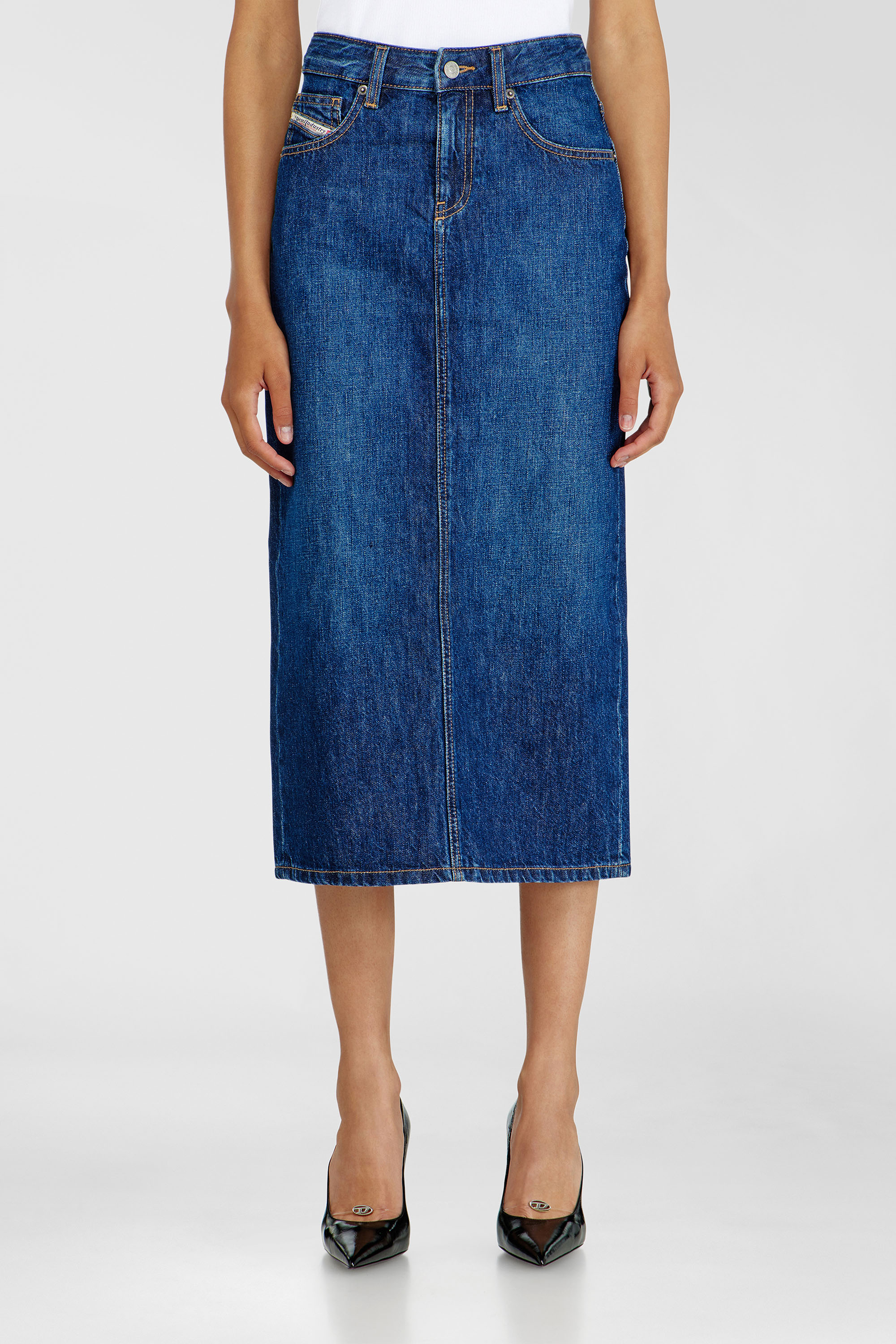 Diesel - DE-SKYE-D, Damen Denim-Midirock in Mittelblau - 2