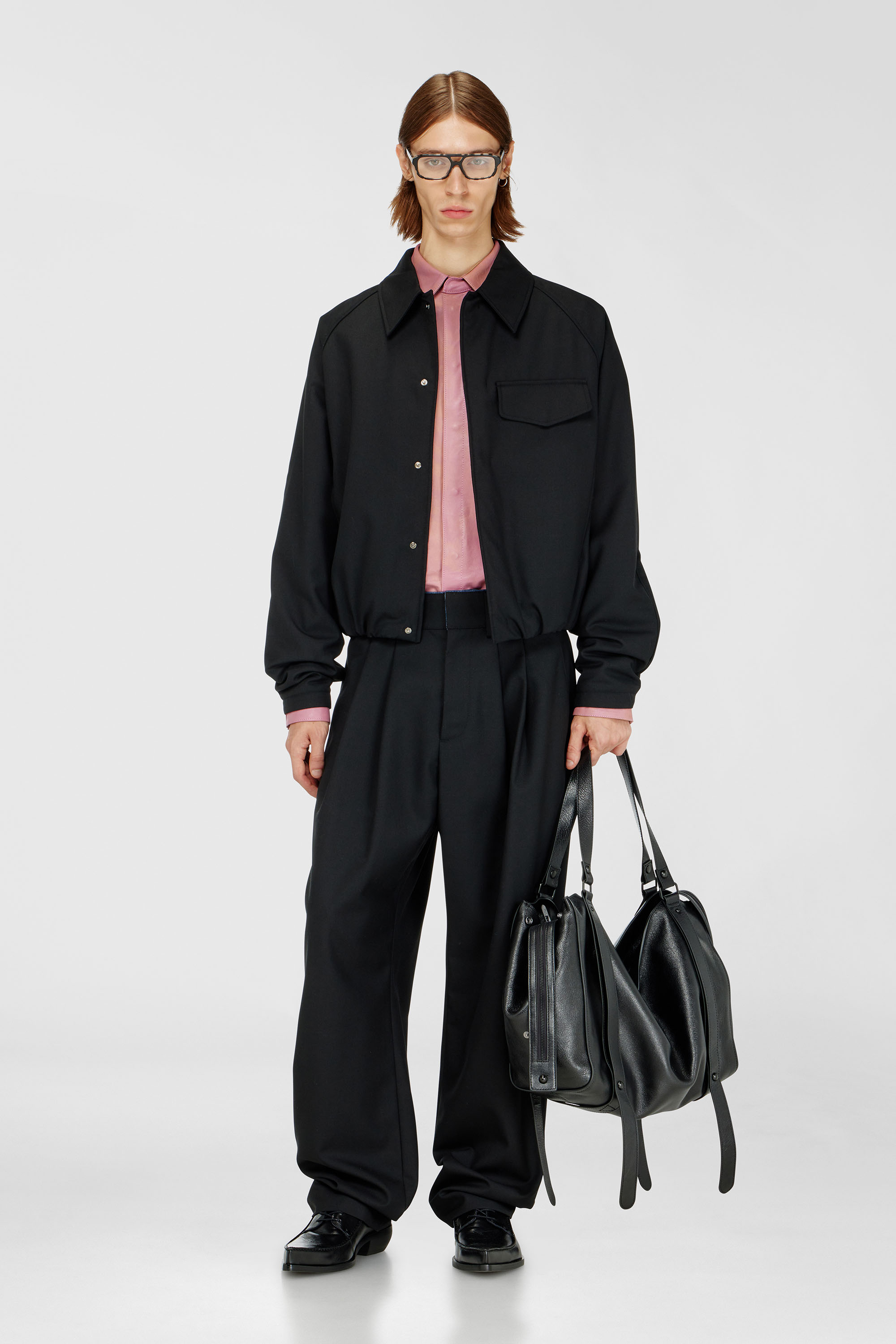 Gathered bomber jacket in wool blend