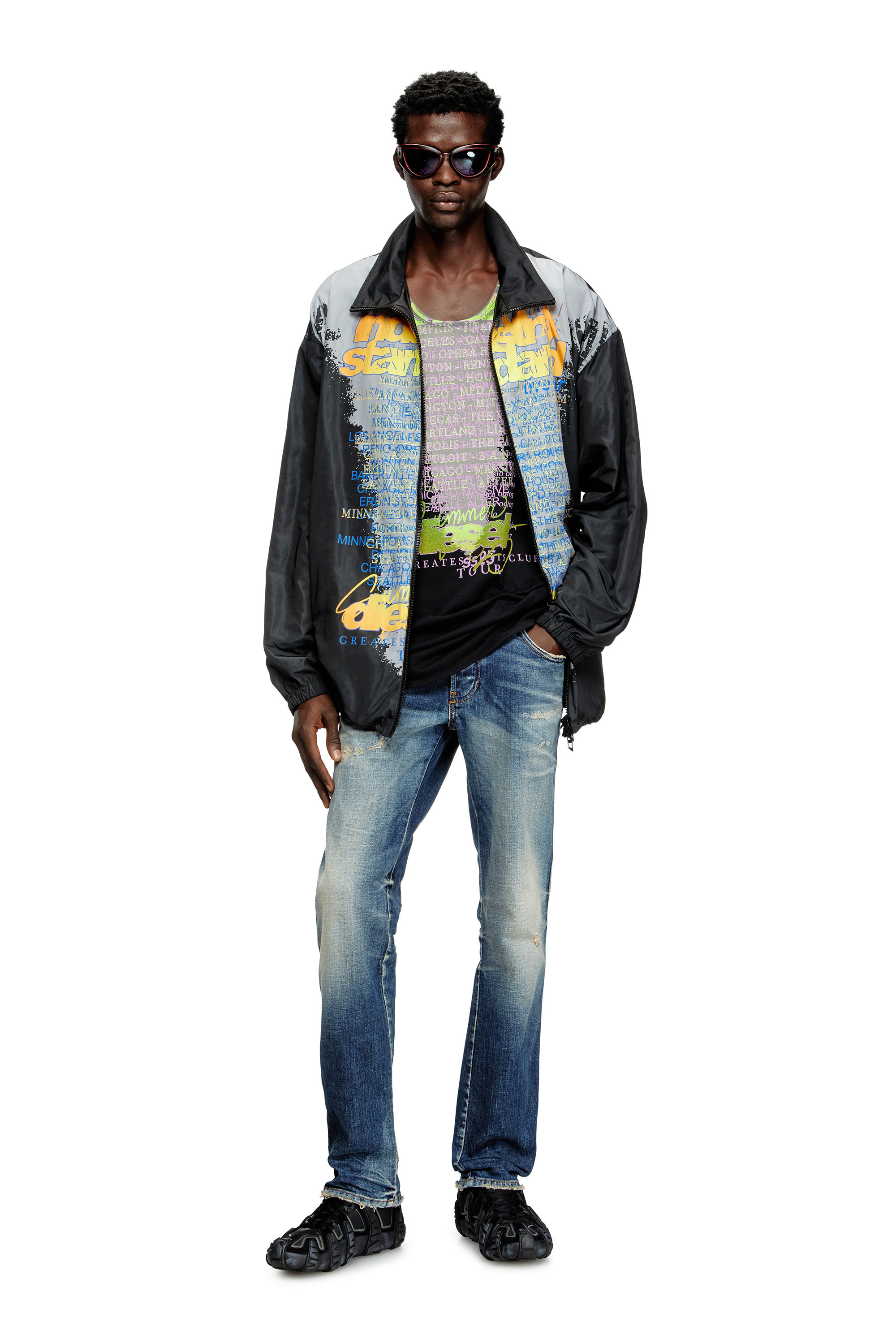 Diesel - J-ERIK, Unisex Tech-Jacke aus Jersey mit Text-Print in Schwarz - 1