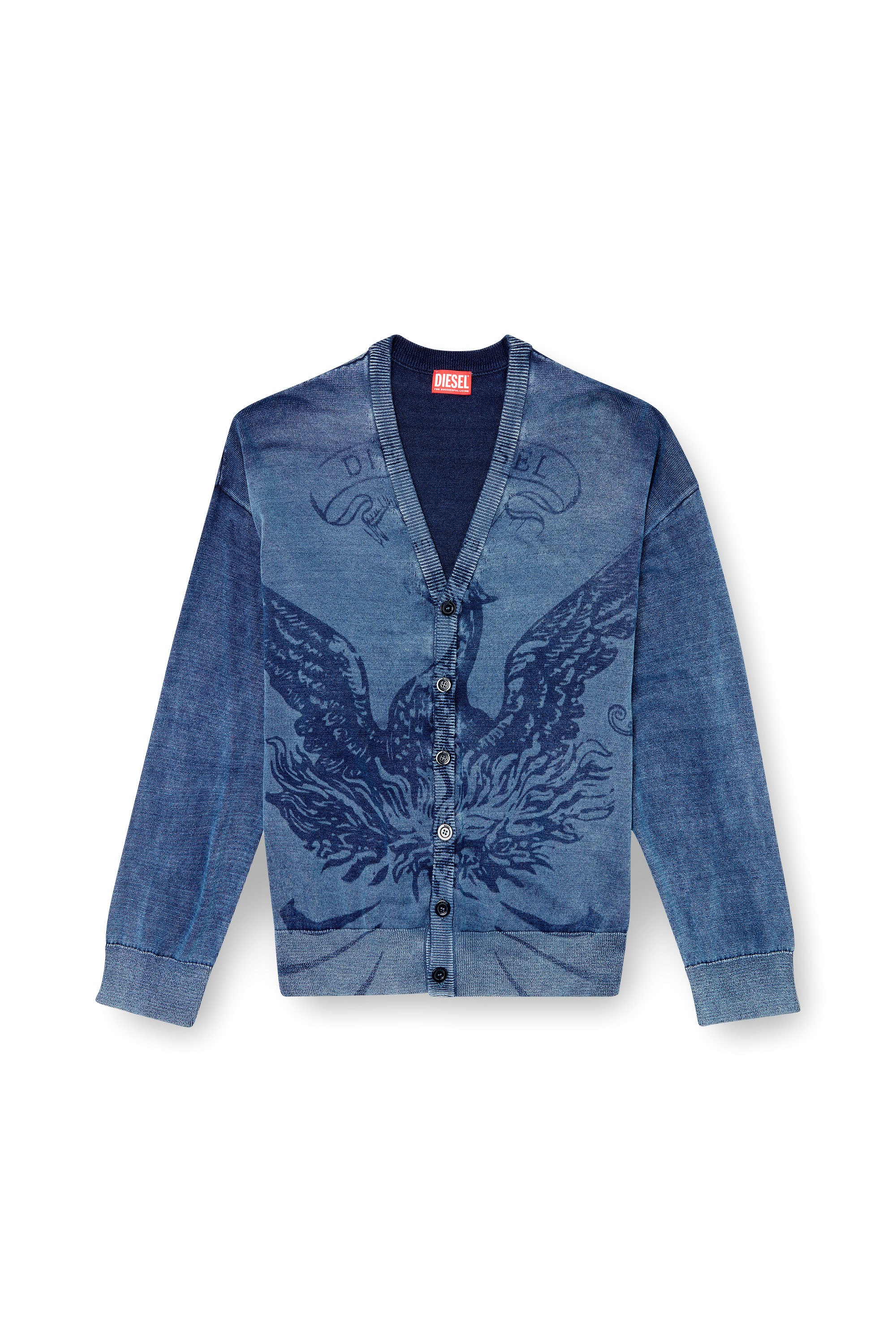 Diesel - K-FENICAR, Herren Indigo-Cardigan mit Phoenix-Logo in Blau - 2