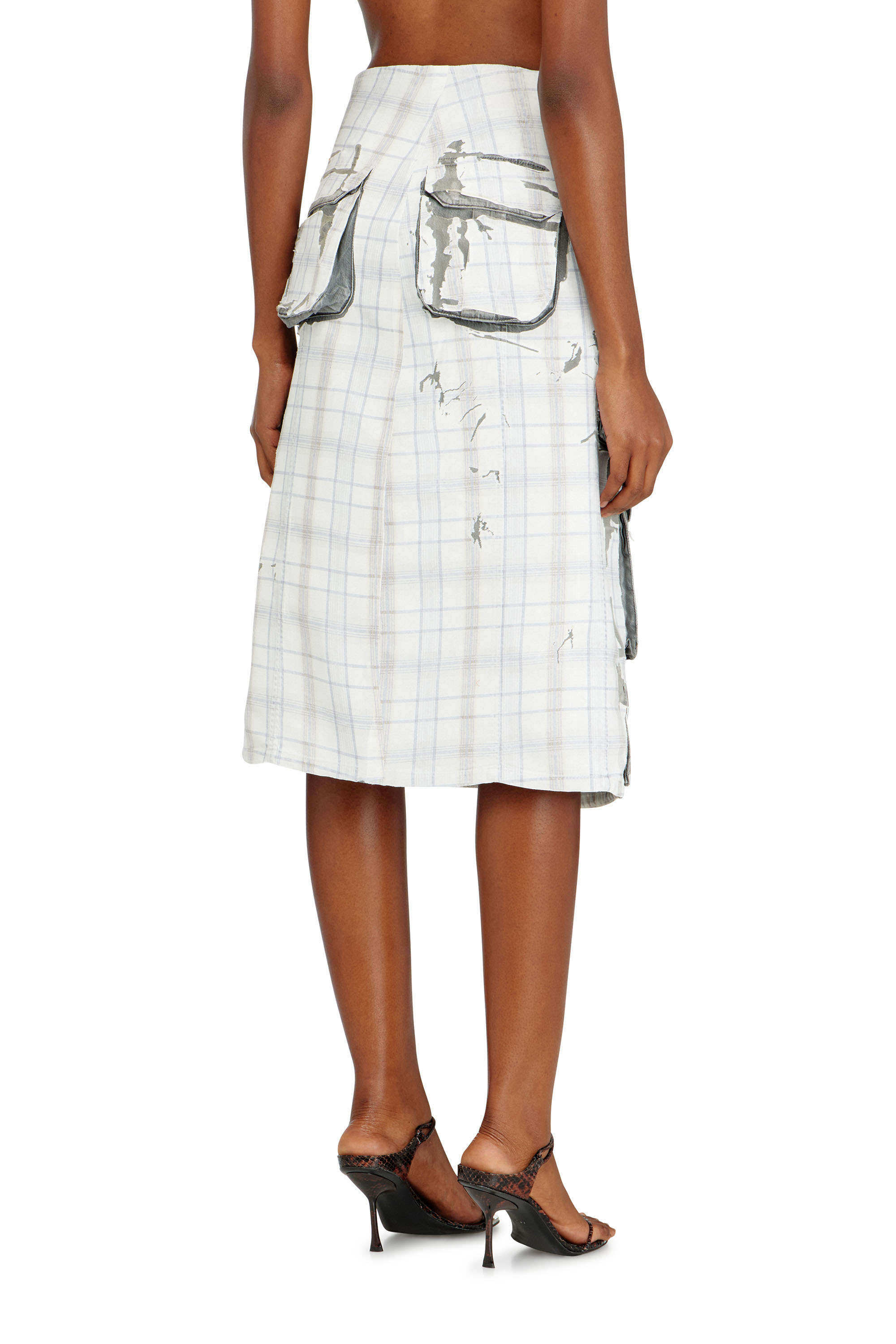 Diesel - DE-VORIN-FSI1, Damen Jeans-Midirock mit Peel-off-Effekt in Grau - 4