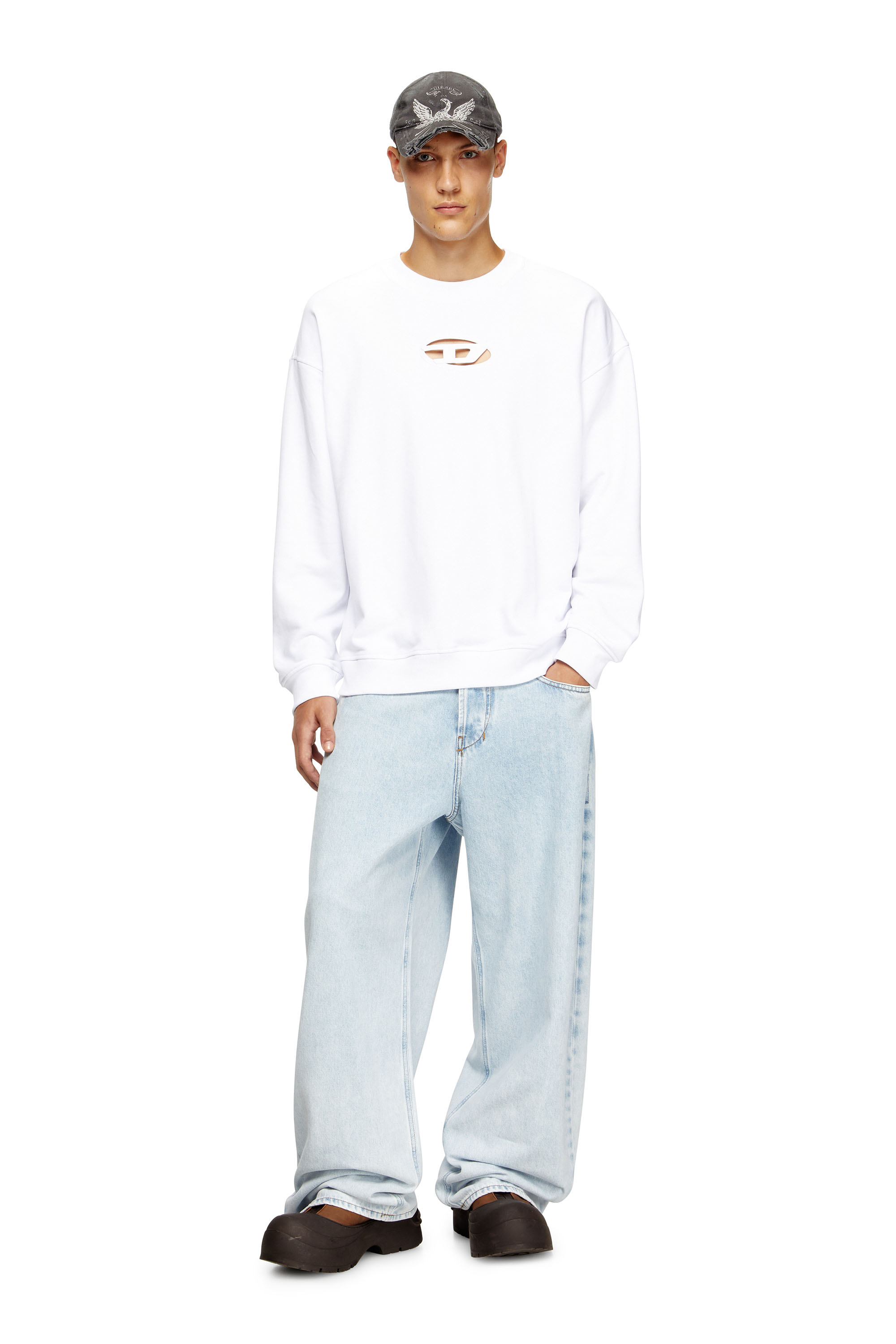 Diesel - S-BOXT-OD, Herren Sweatshirt mit Cut-out-Oval D in Weiß - 2