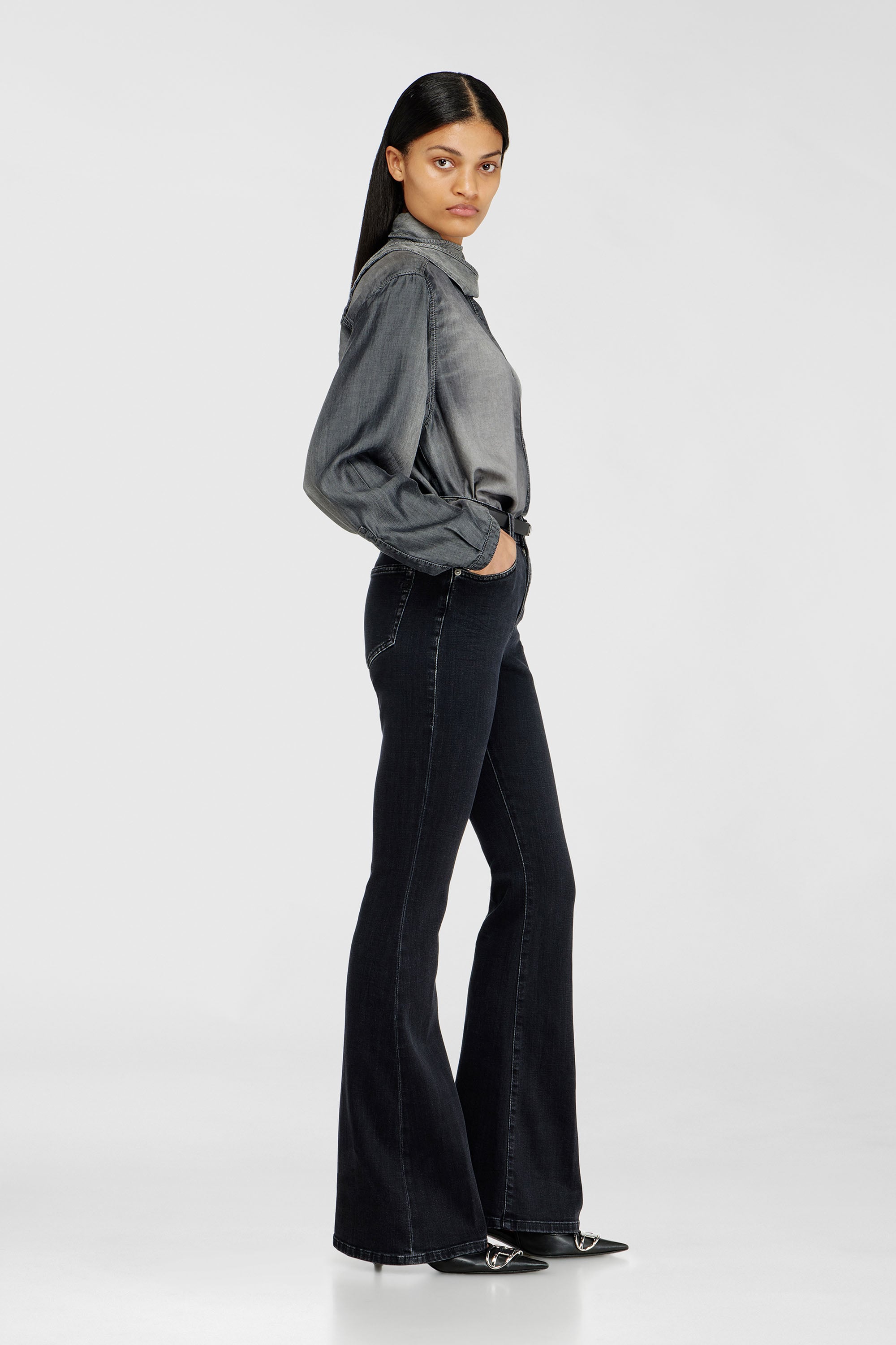 Diesel - Damen Bootcut Jeans 1973 D-Partt 09P75, Schwarz/Dunkelgrau - 1