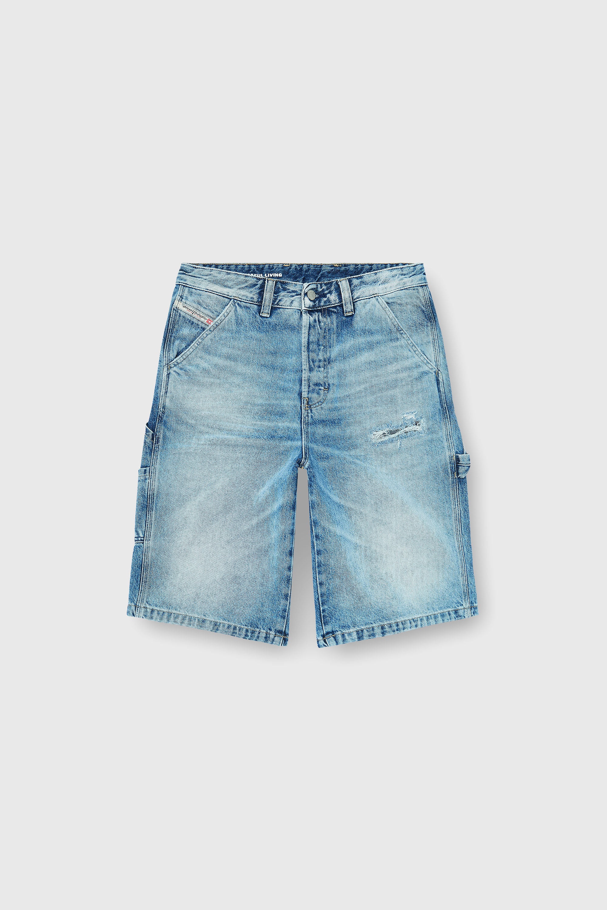 Diesel - D-LIVERY-W-SHORT, Herren Relaxed Shorts aus flie&szlig;endem Denim mit Abrieb-Effekten in Hellblau - 2
