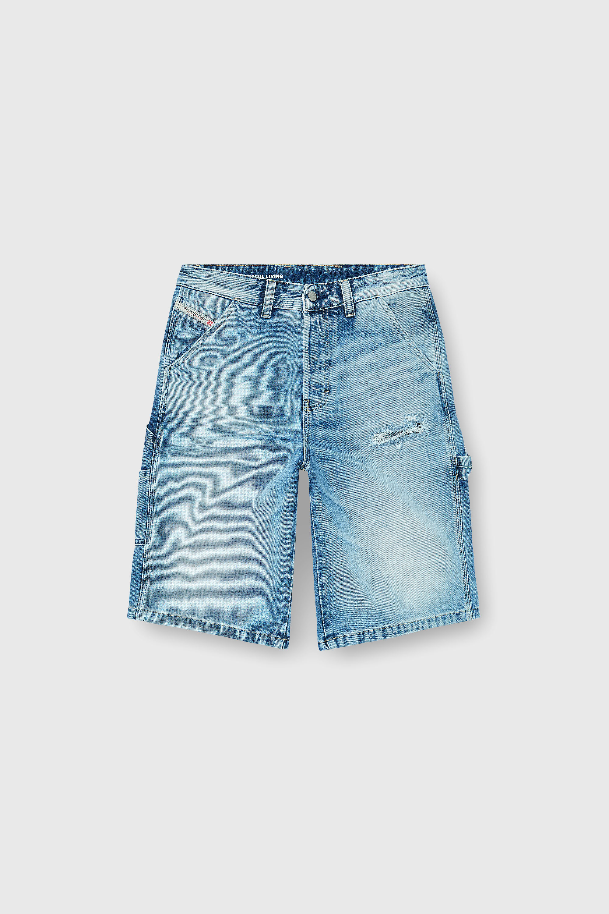 Diesel - D-LIVERY-W-SHORT, Herren Relaxed Shorts aus flie&szlig;endem Denim mit Abrieb-Effekten in Hellblau - 2