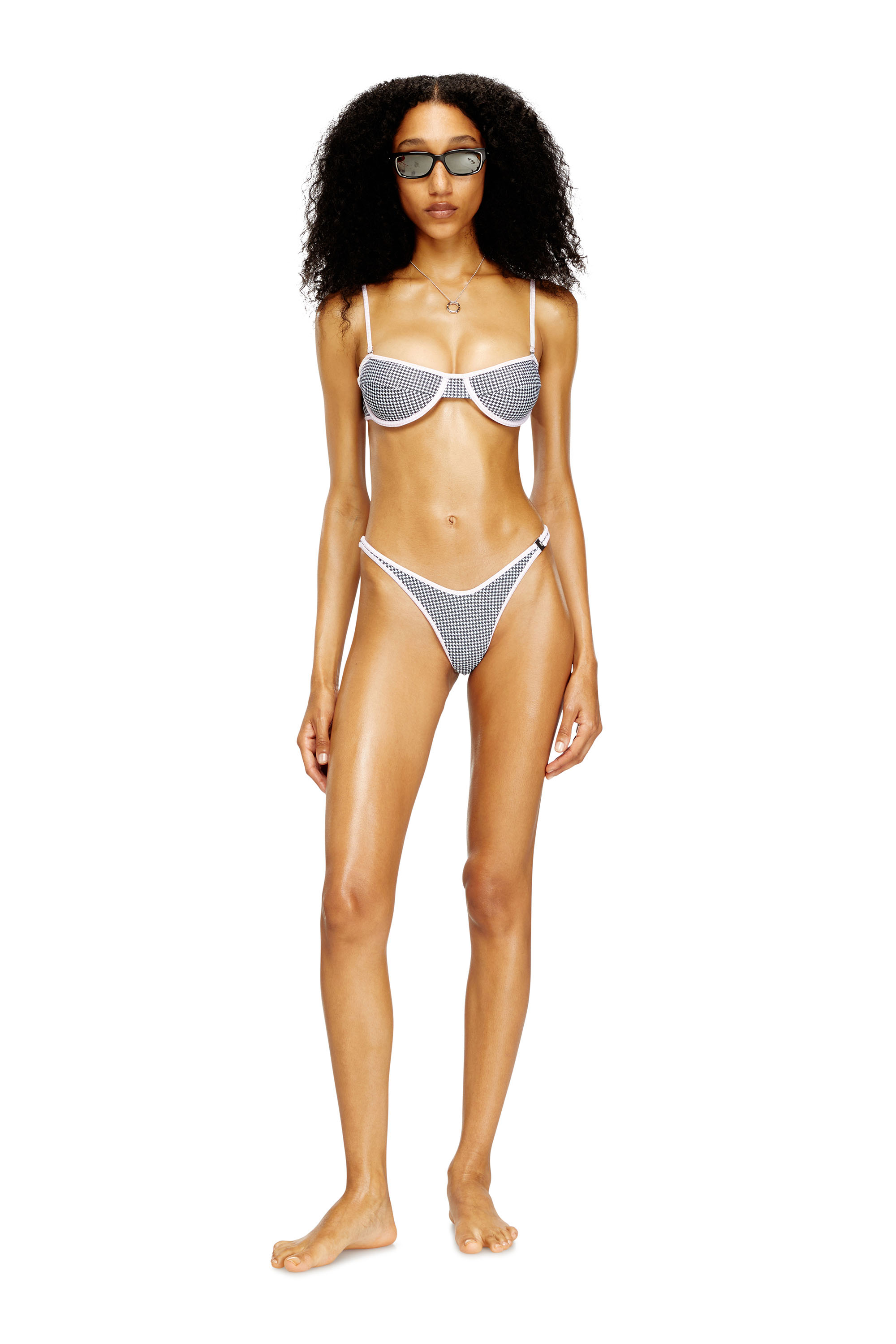 Diesel - MICRO-PUNCHY-D-CORE, Damen Bikini-Slips mit Hahnentrittmuster in Grau - 1