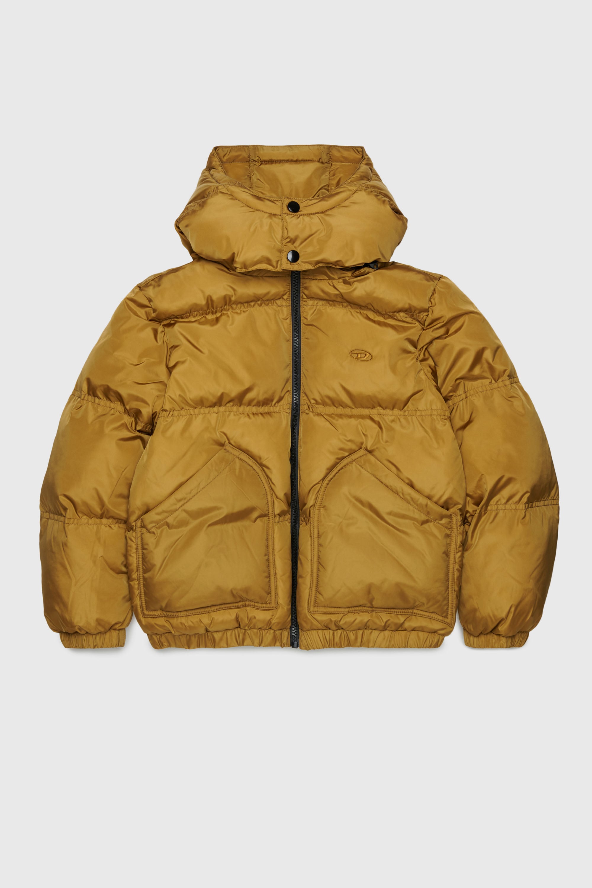 Diesel - JRIVON, Unisex's Hooded puffer jacket with oversized pockets in Brown - 1